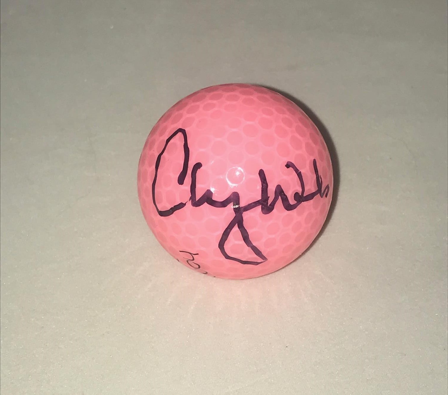Cheyenne Woods signed Pink Wilson Hope Golf Ball autographed LPGA USA Proof