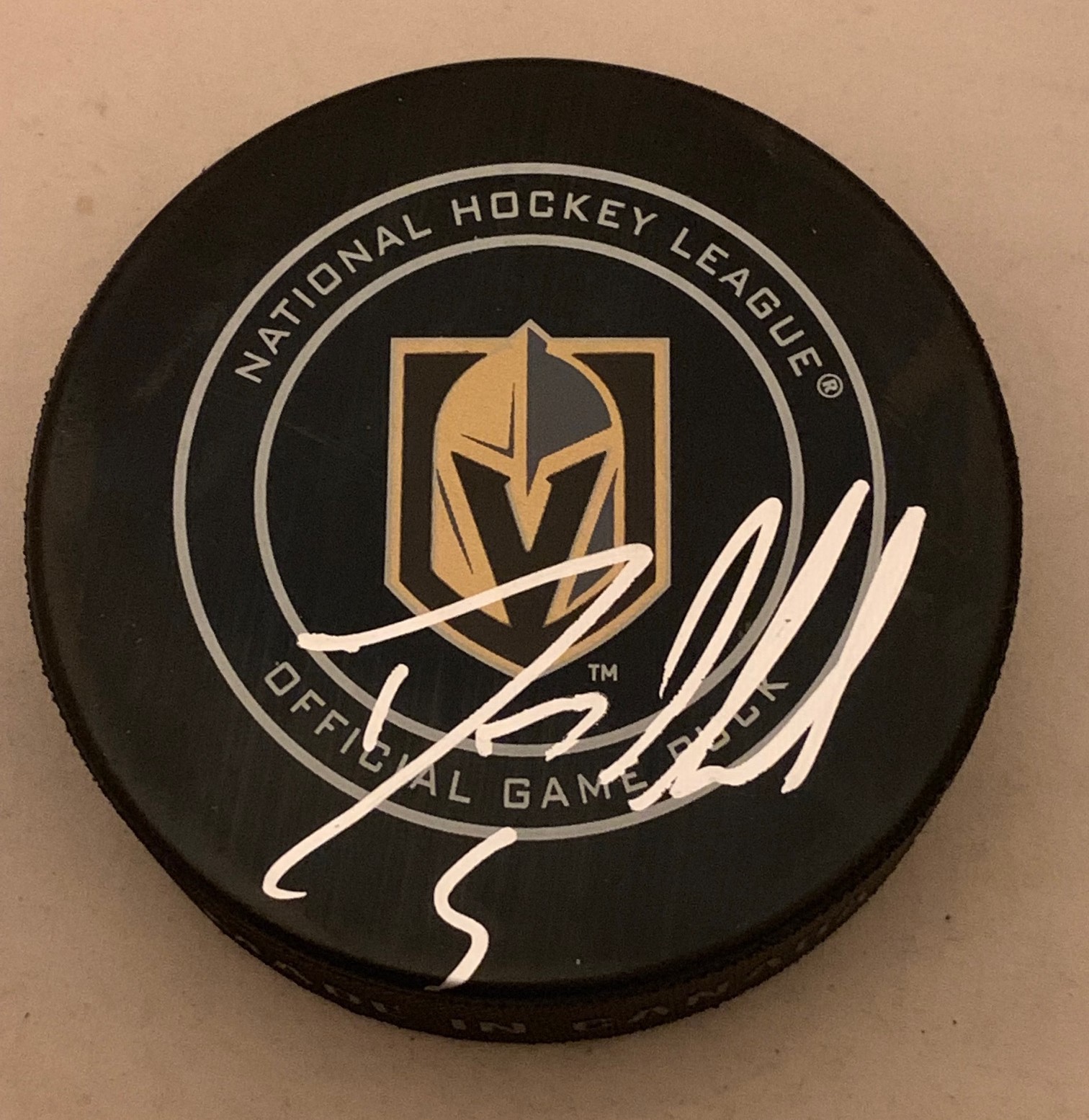 Deryk Engelland signed Las Vegas Golden Knights Official Game Puck autographed