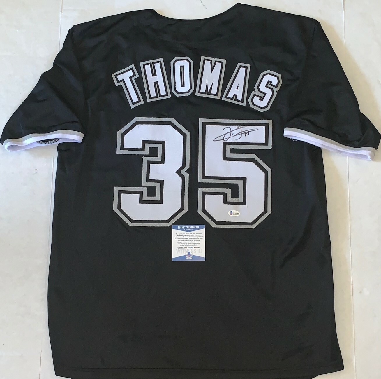 Frank Thomas Chicago White Sox signed Custom jersey BAS Beckett Witnessed