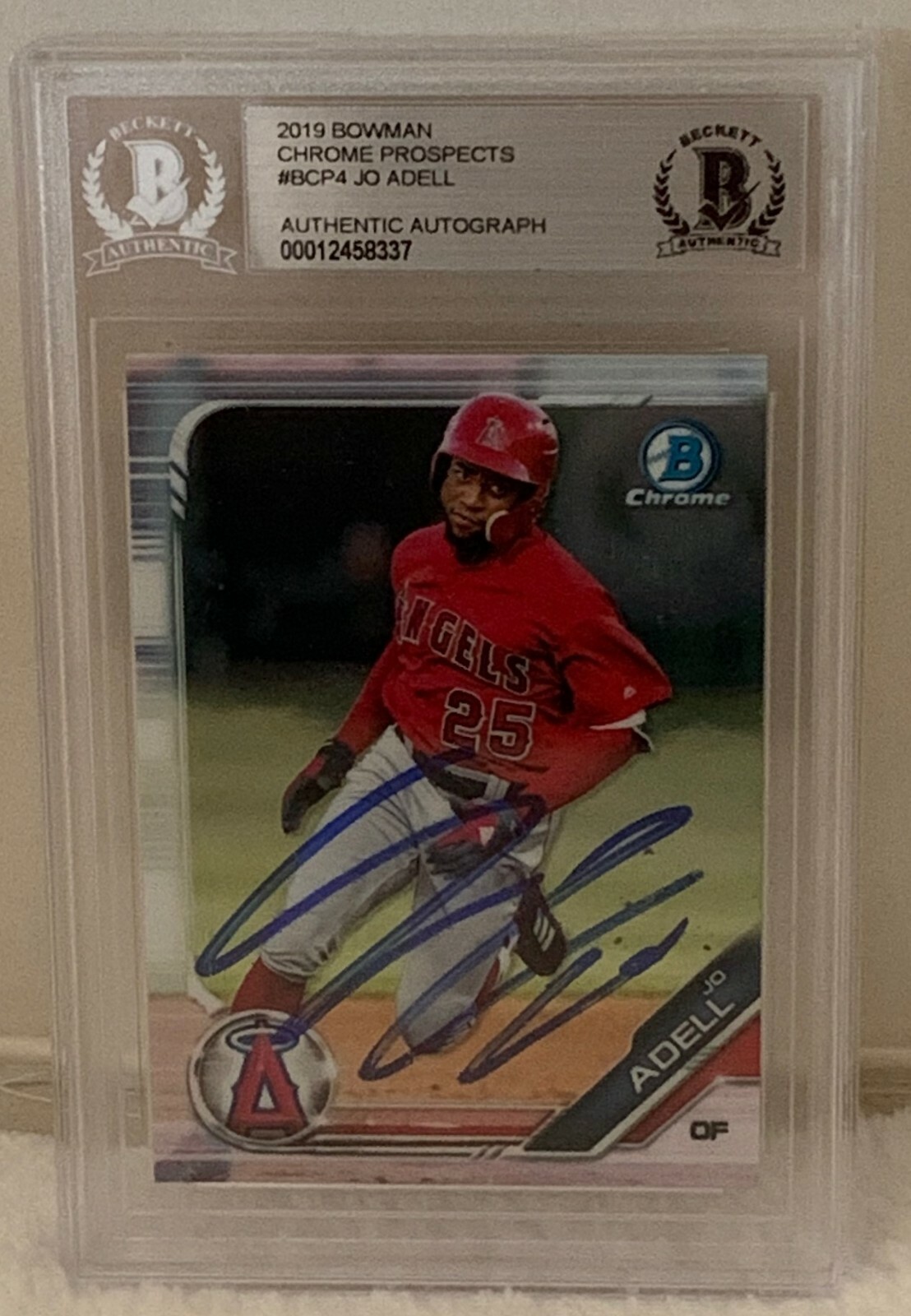 Jo Adell Angels signed 2019 Bowman Chrome Prospects #BCP4 Card BAS Beckett