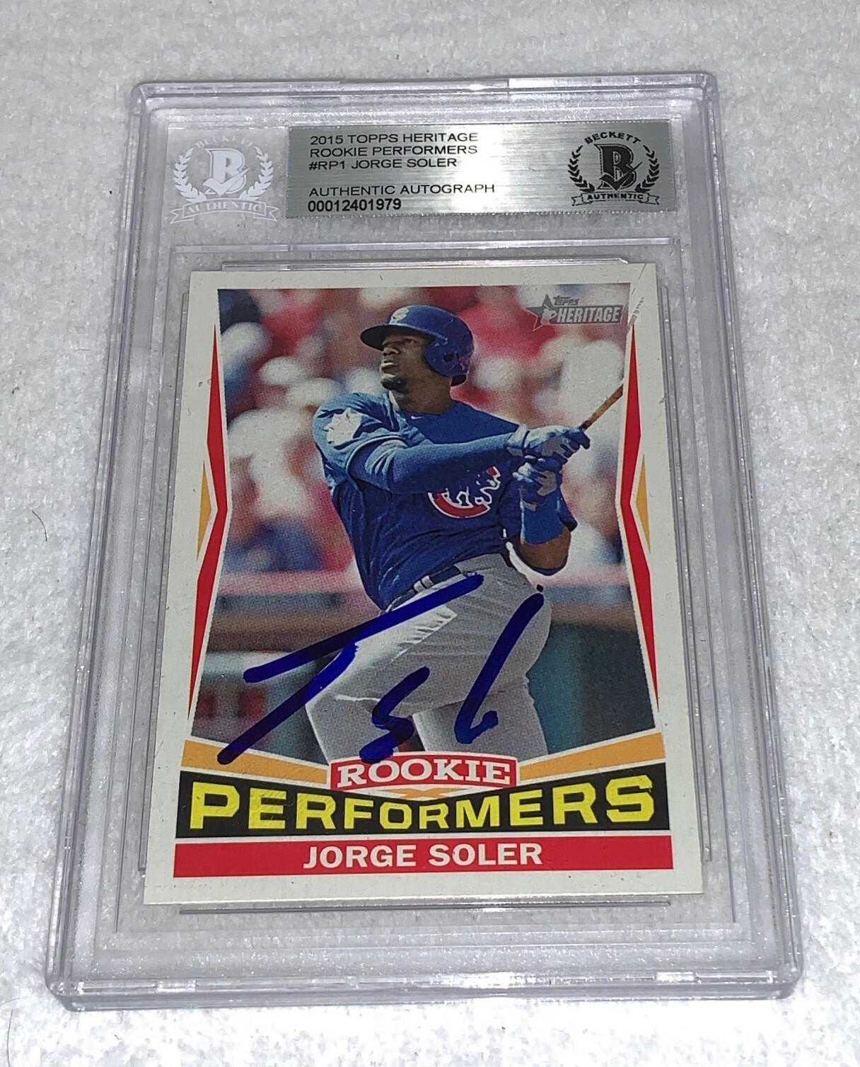Jorge Soler Cubs signed 2015 Topps Heritage Rookie Performers Card BAS Beckett