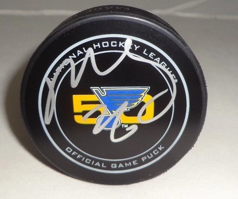 Paul Stastny signed St. Louis Blues 50th Anniversary Official Game Puck