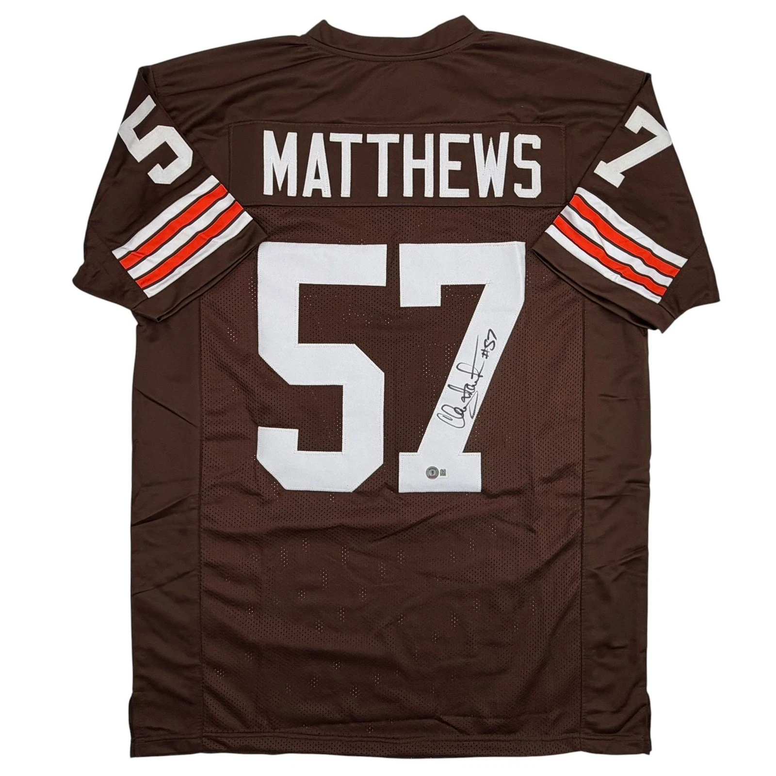 Autographed/Signed Clay Matthews Jr Cleveland Brown Jersey Beckett BAS COA