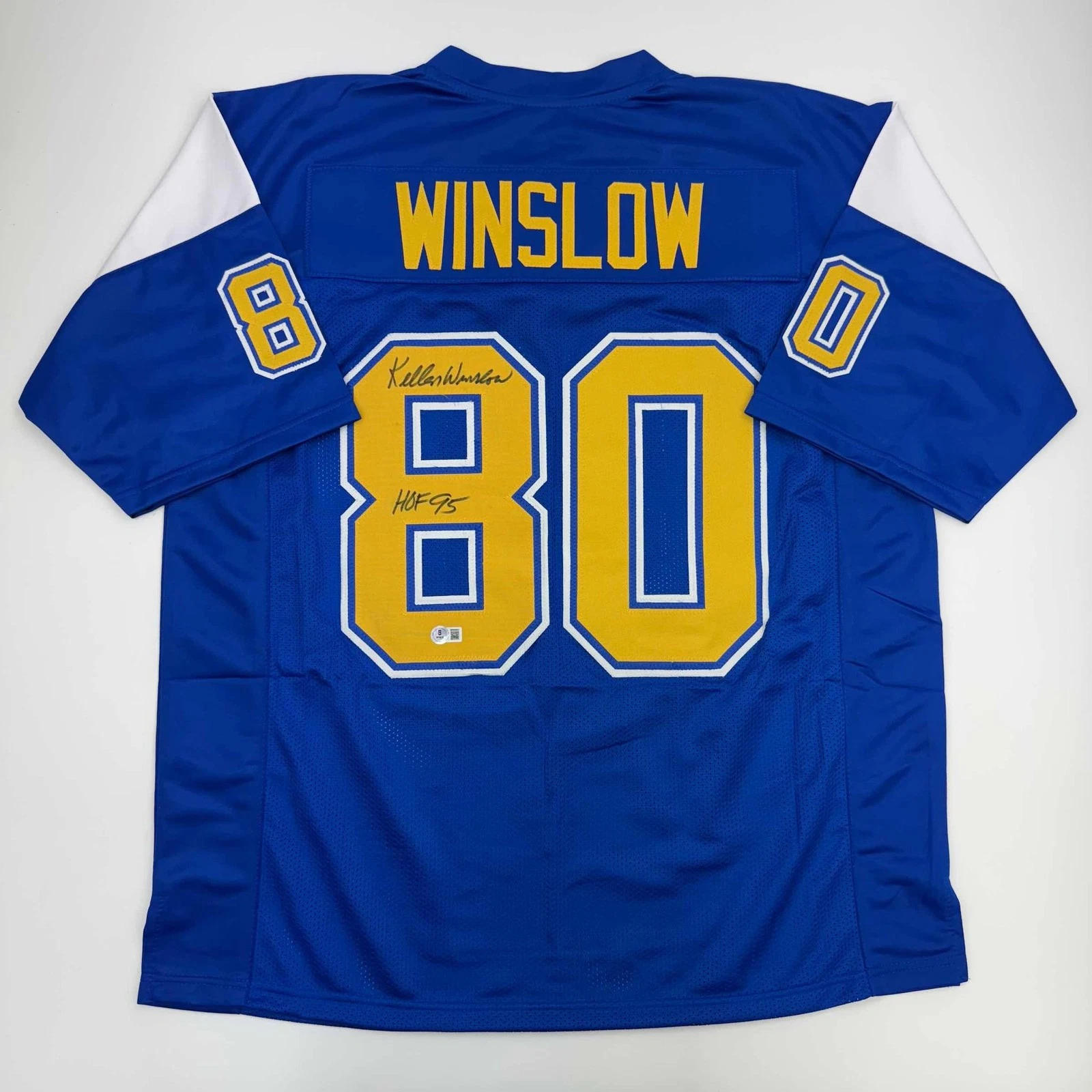 Autographed/Signed Kellen Winslow HOF 95 San Diego Chargers Blue Jersey COA