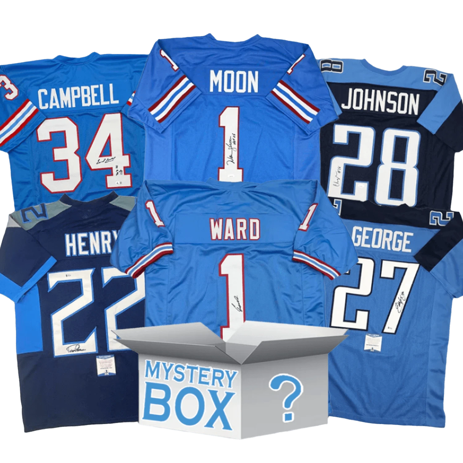 Autographed/Signed Tennessee Jersey Mystery Box with PSA JSA or BAS COA