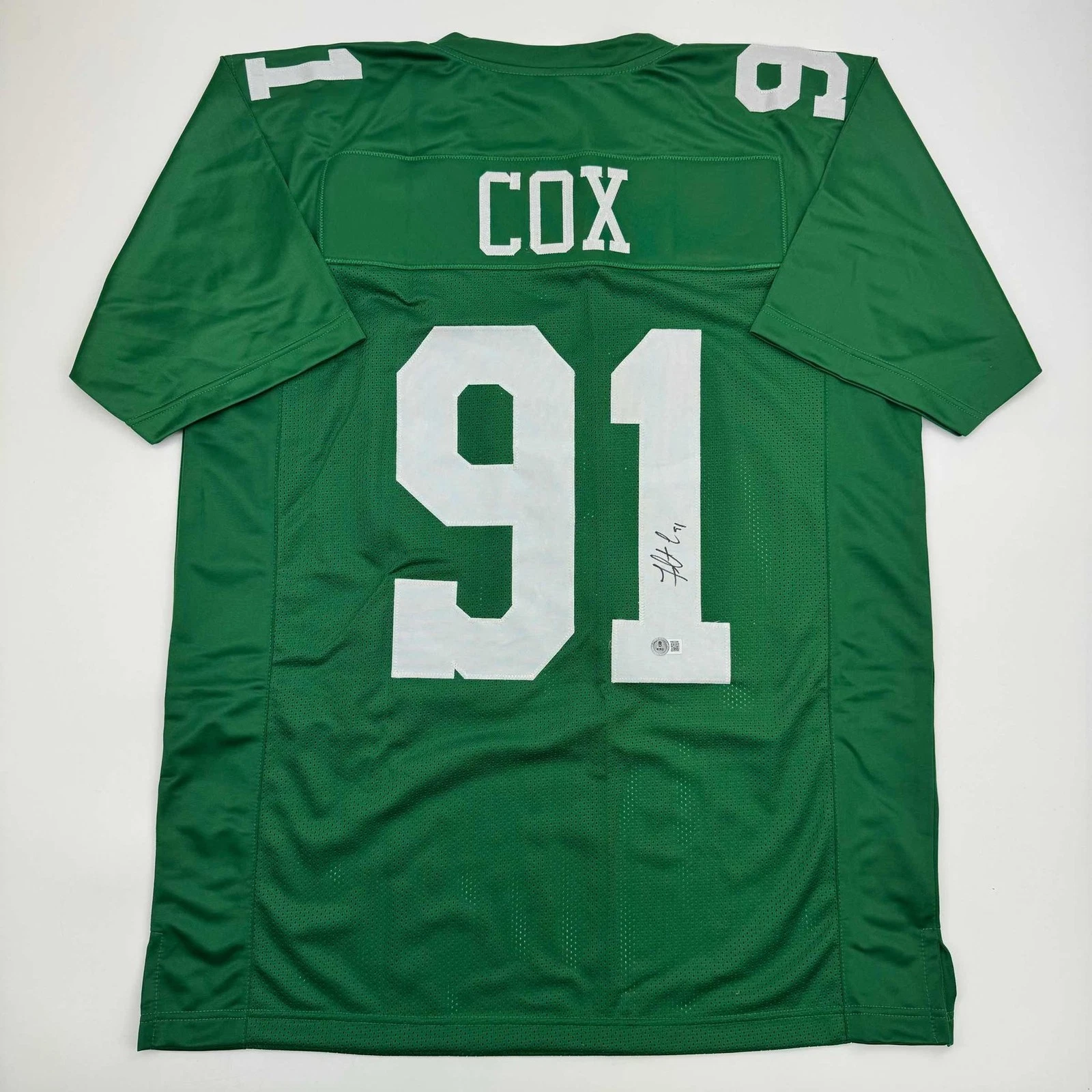 Autographed/Signed Fletcher Cox Philadelphia Kelly Green Jersey BAS COA
