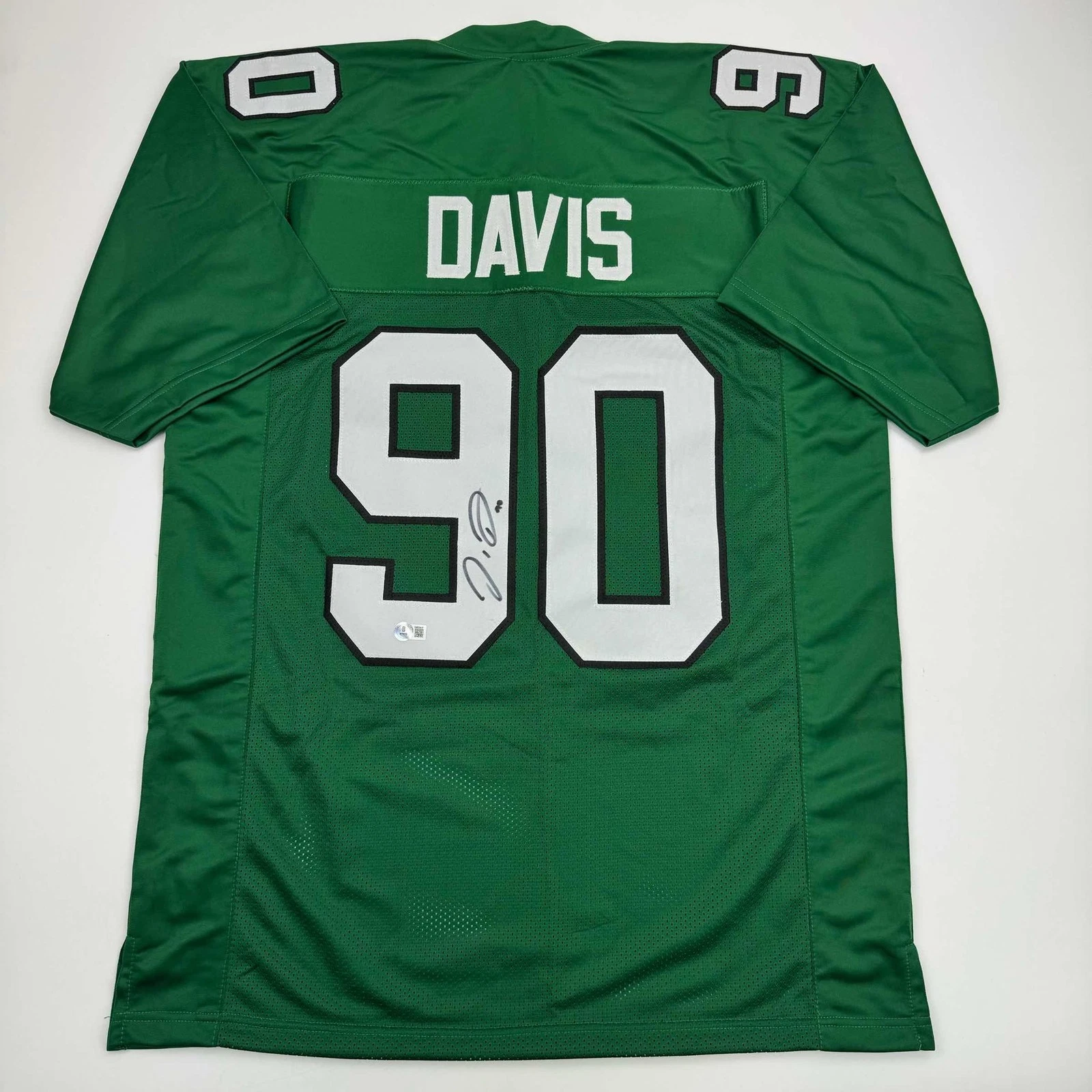 Autographed/Signed Jordan Davis Philadelphia Kelly Green Jersey BAS COA