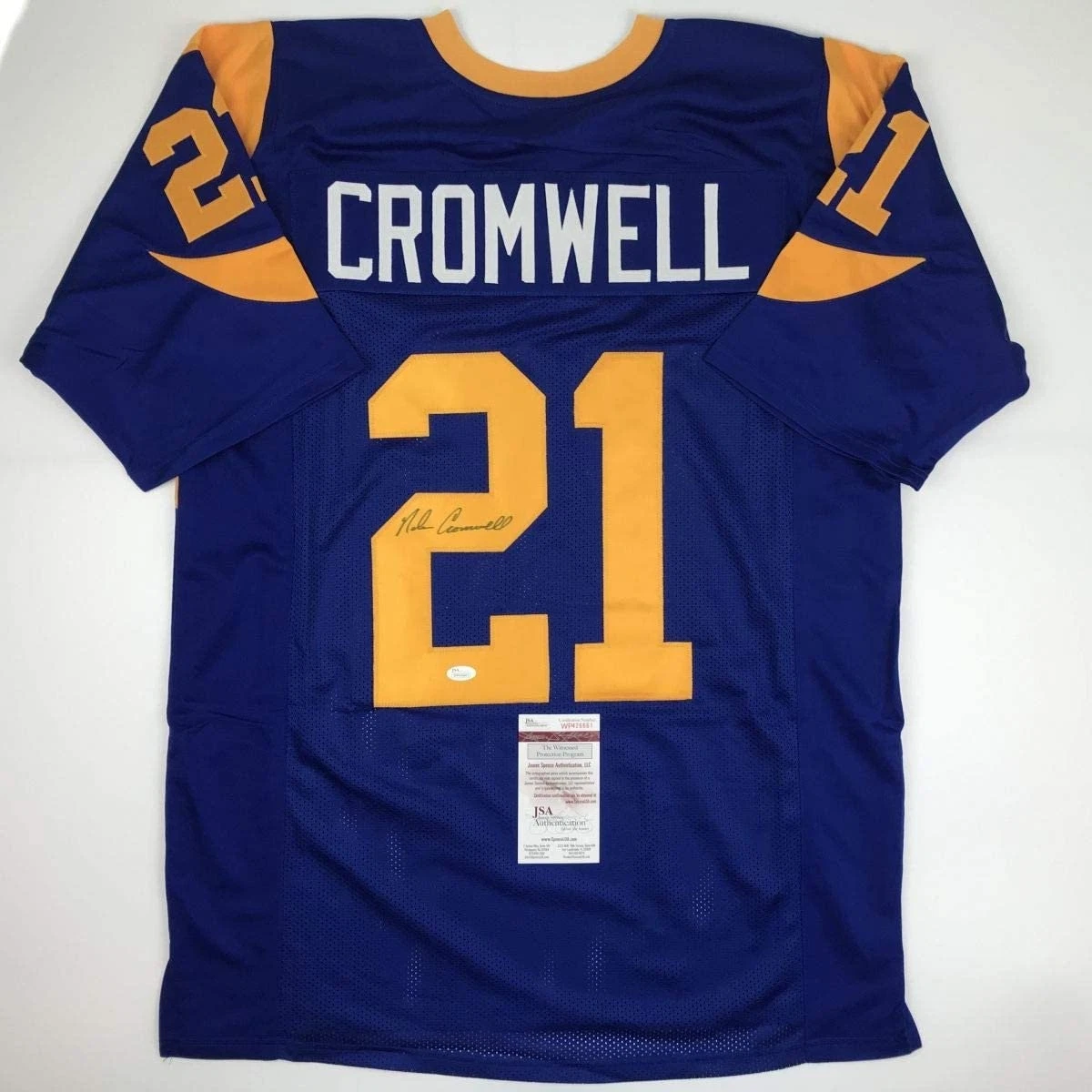 Autographed/Signed Nolan Cromwell Los Angeles LA Blue Jersey JSA COA