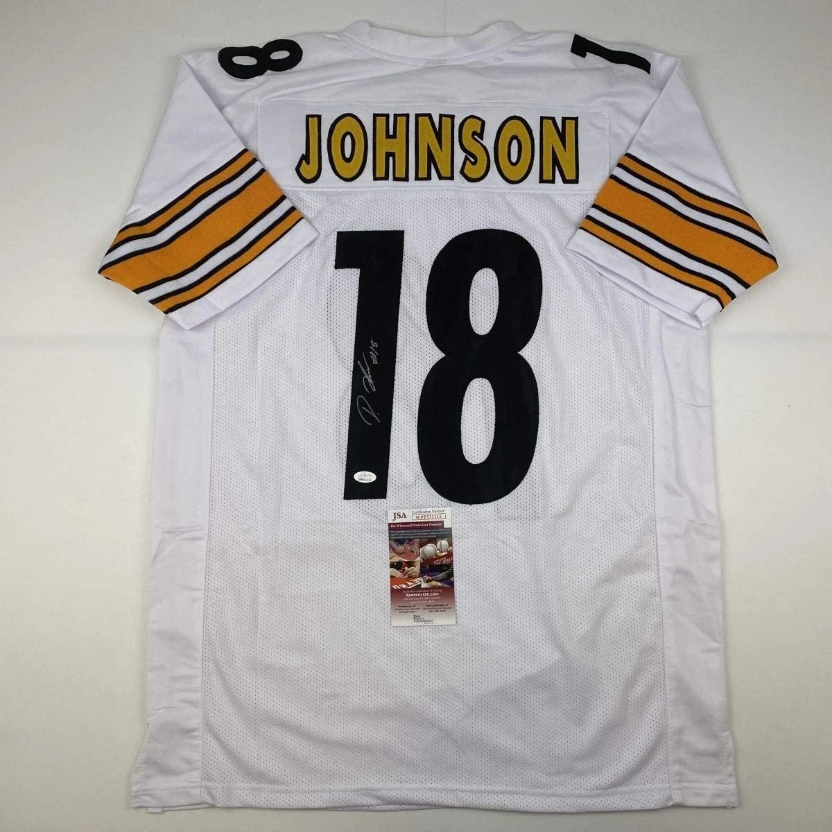 Autographed/Signed DIONTAE JOHNSON Pittsburgh White Jersey JSA COA Auto