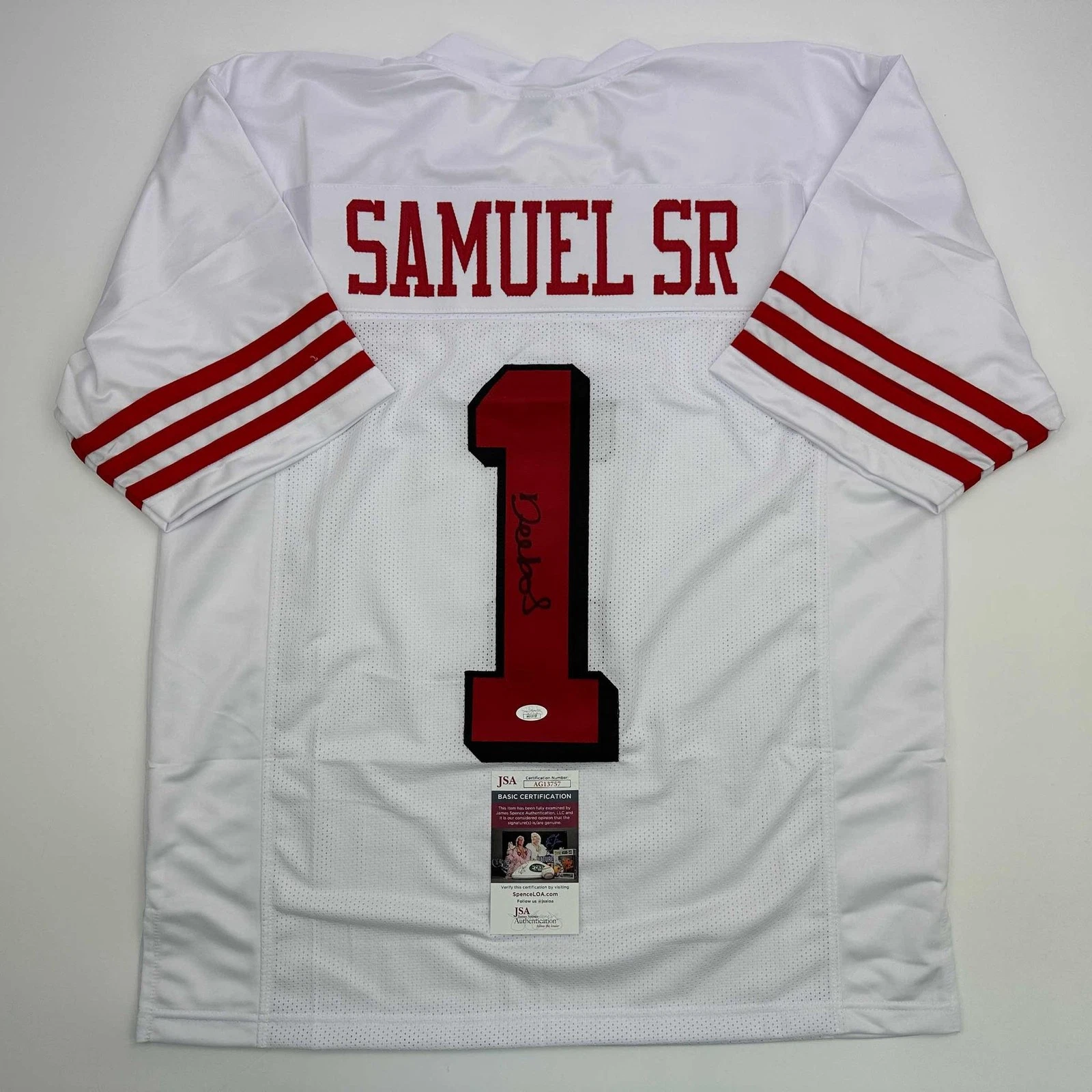 Signed Deebo Samuel Sr. San Francisco White Alternate Jersey JSA COA