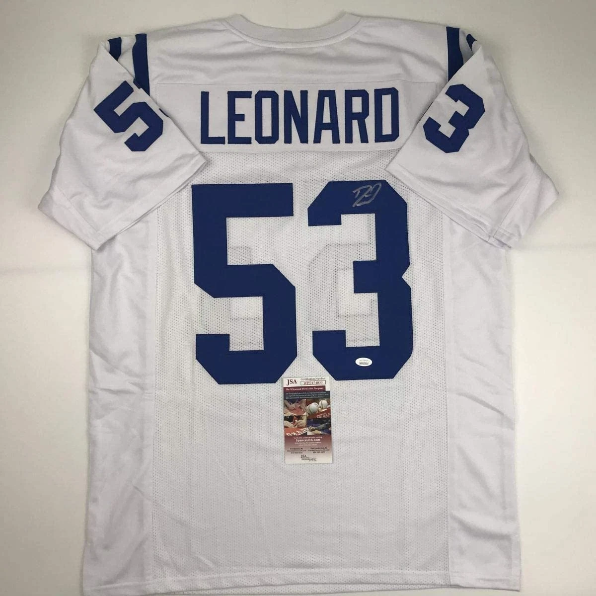 Signed Darius Shaquille Leonard Indianapolis White Jersey JSA COA