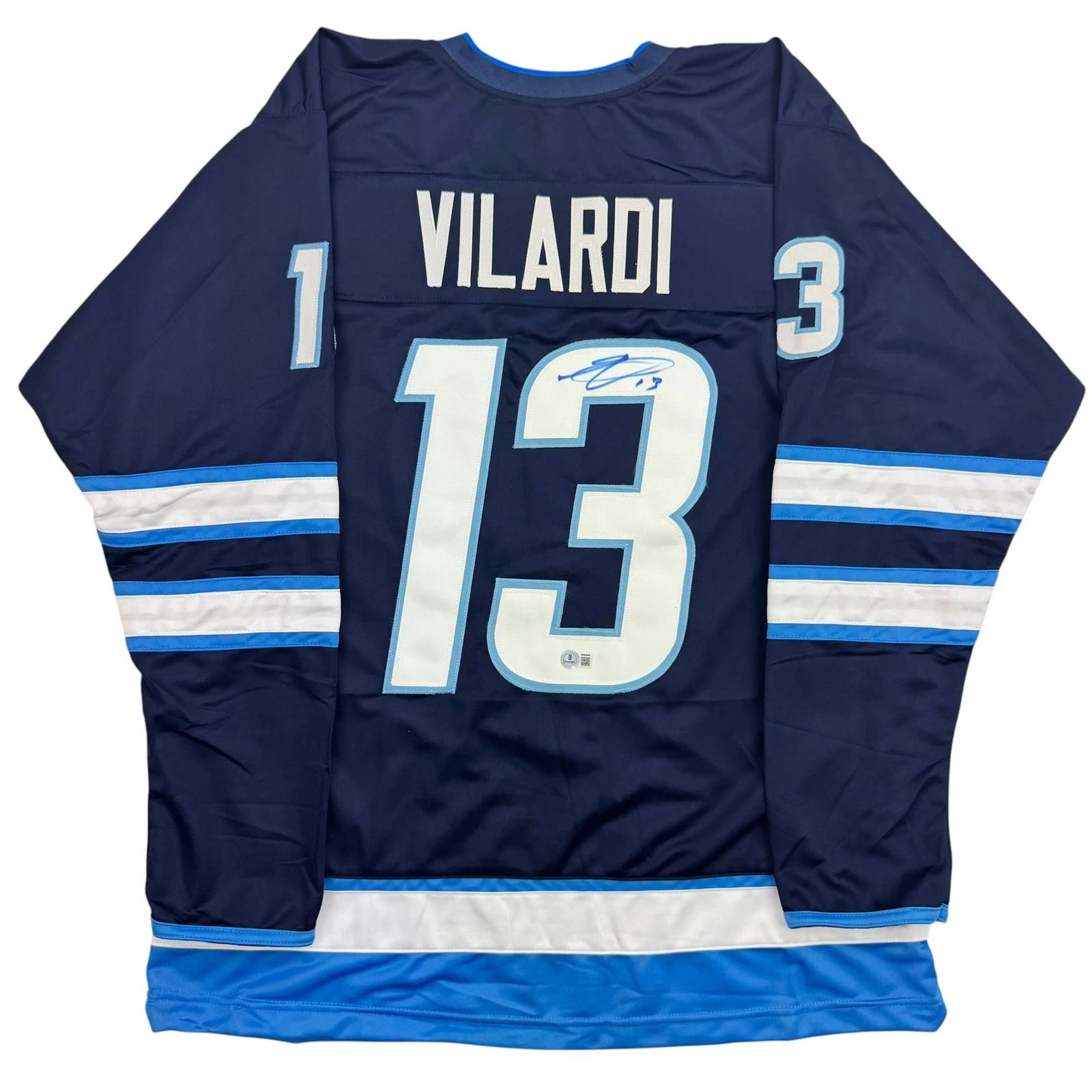 Autographed/Signed Gabriel Vilardi Winnipeg Blue Jersey Beckett BAS COA