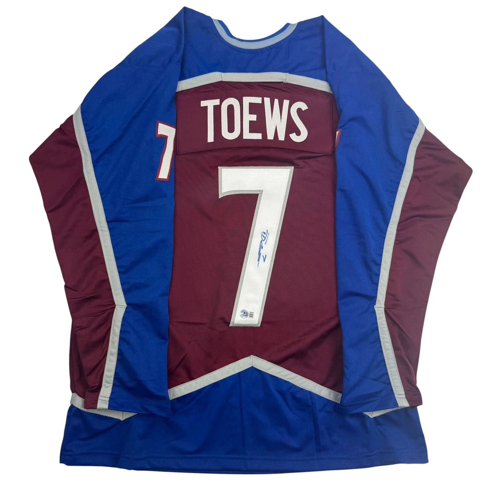 Autographed/Signed Devon Toews Colorado Maroon Jersey Beckett BAS COA