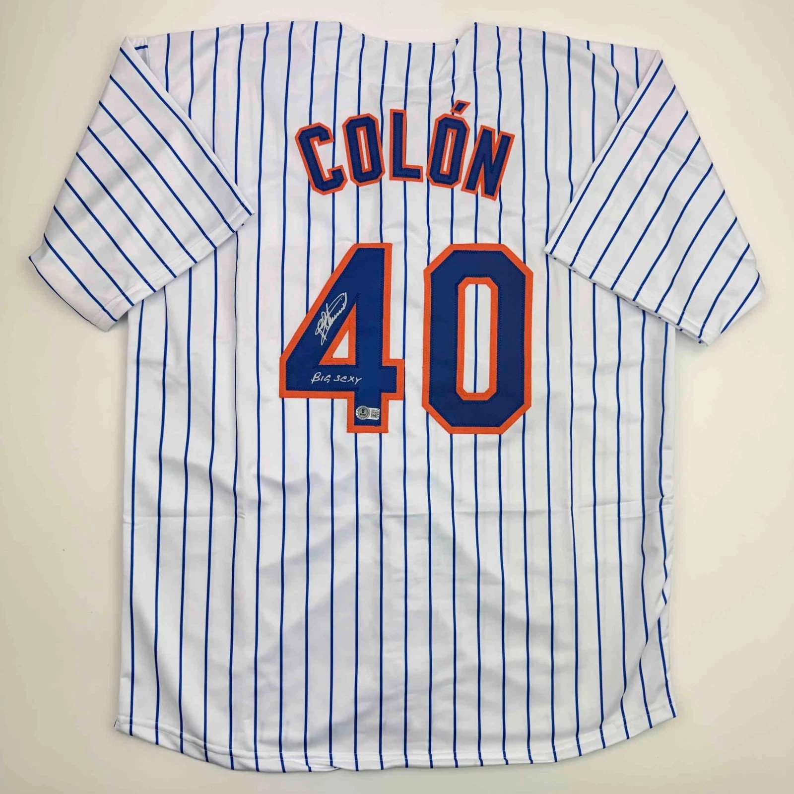 Autographed/Signed Bartolo Colon Big Sexy Insc New York Jersey Beckett COA