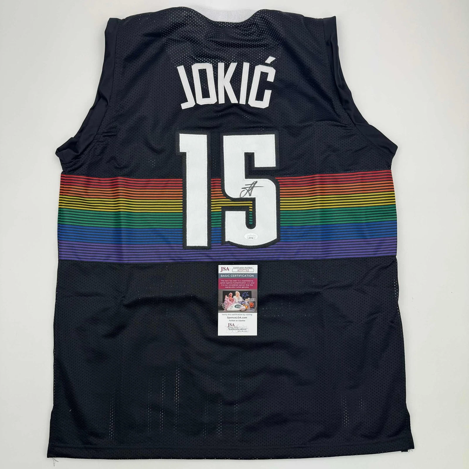 Autographed/Signed Nikola Jokic Denver Black Rainbow Jersey JSA COA