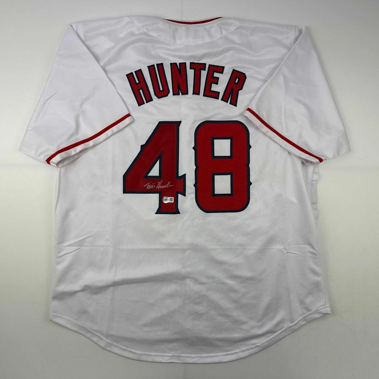 Autographed/Signed Torii Hunter Los Angeles Anaheim White Jersey BAS COA