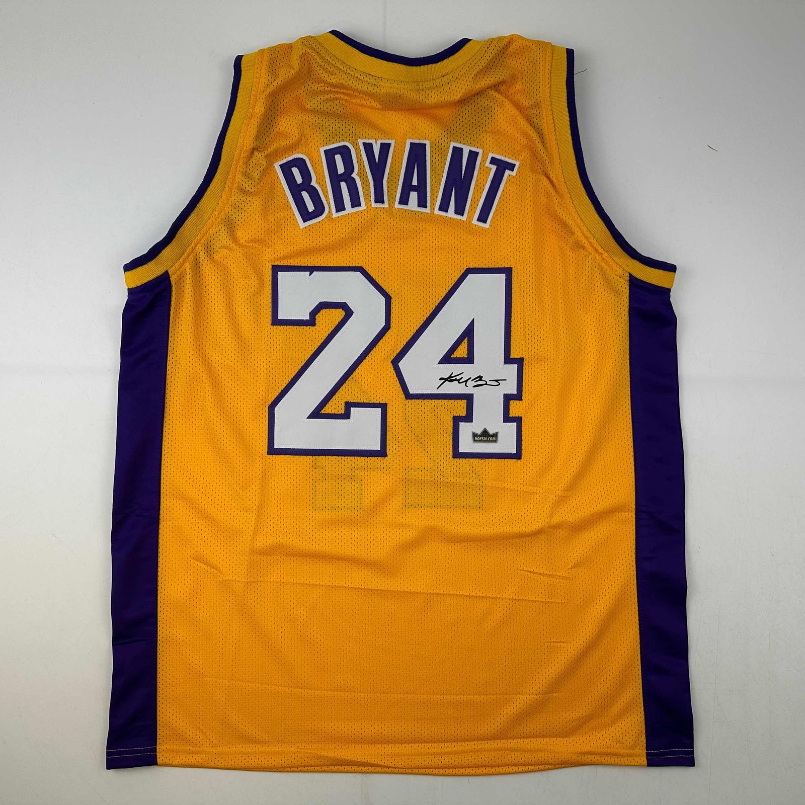 Facsimile Autographed Kobe Bryant #24 Los Angeles Yellow Jersey Men's XL