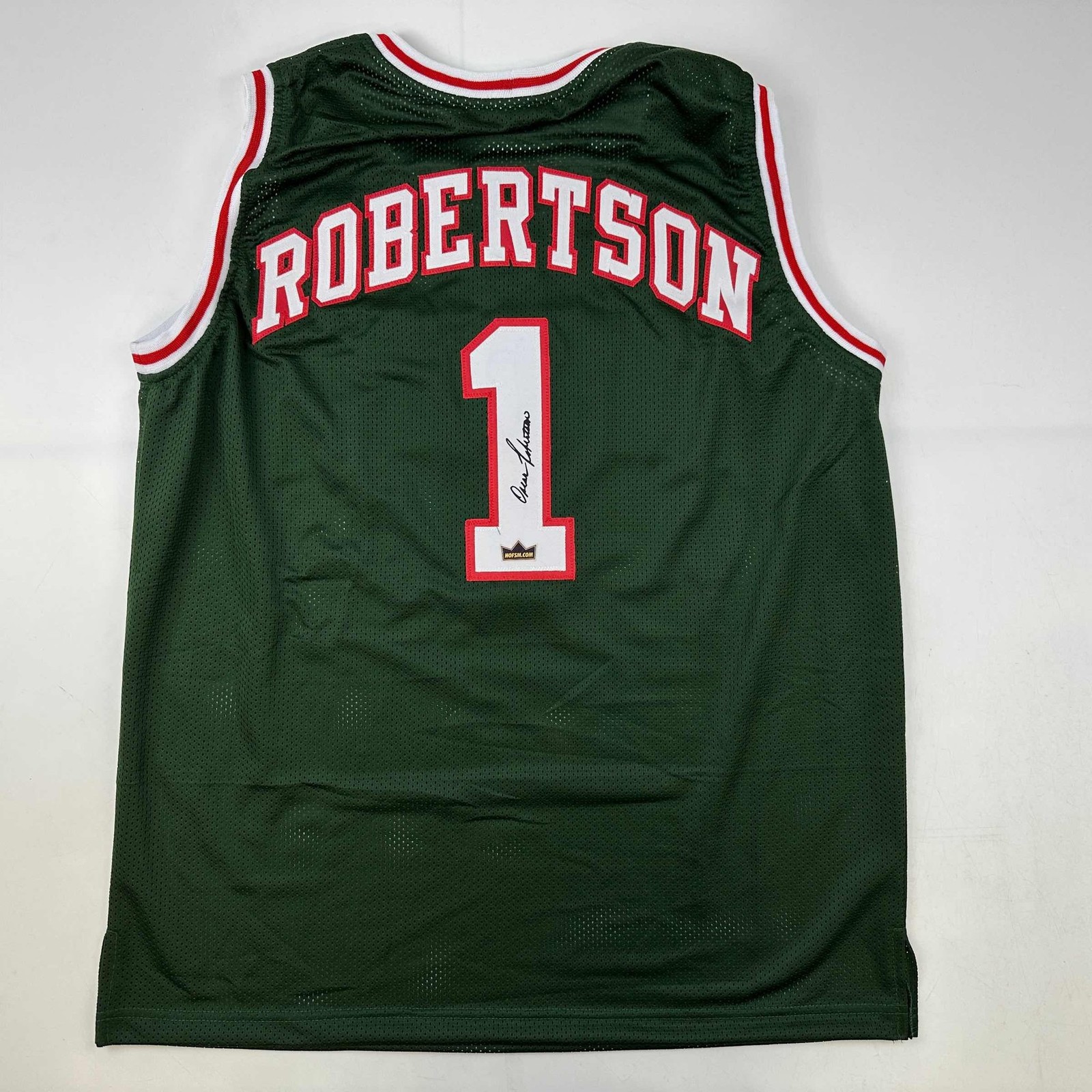 Facsimile Autographed Oscar Robertson Milwaukee Green Jersey Men's XL