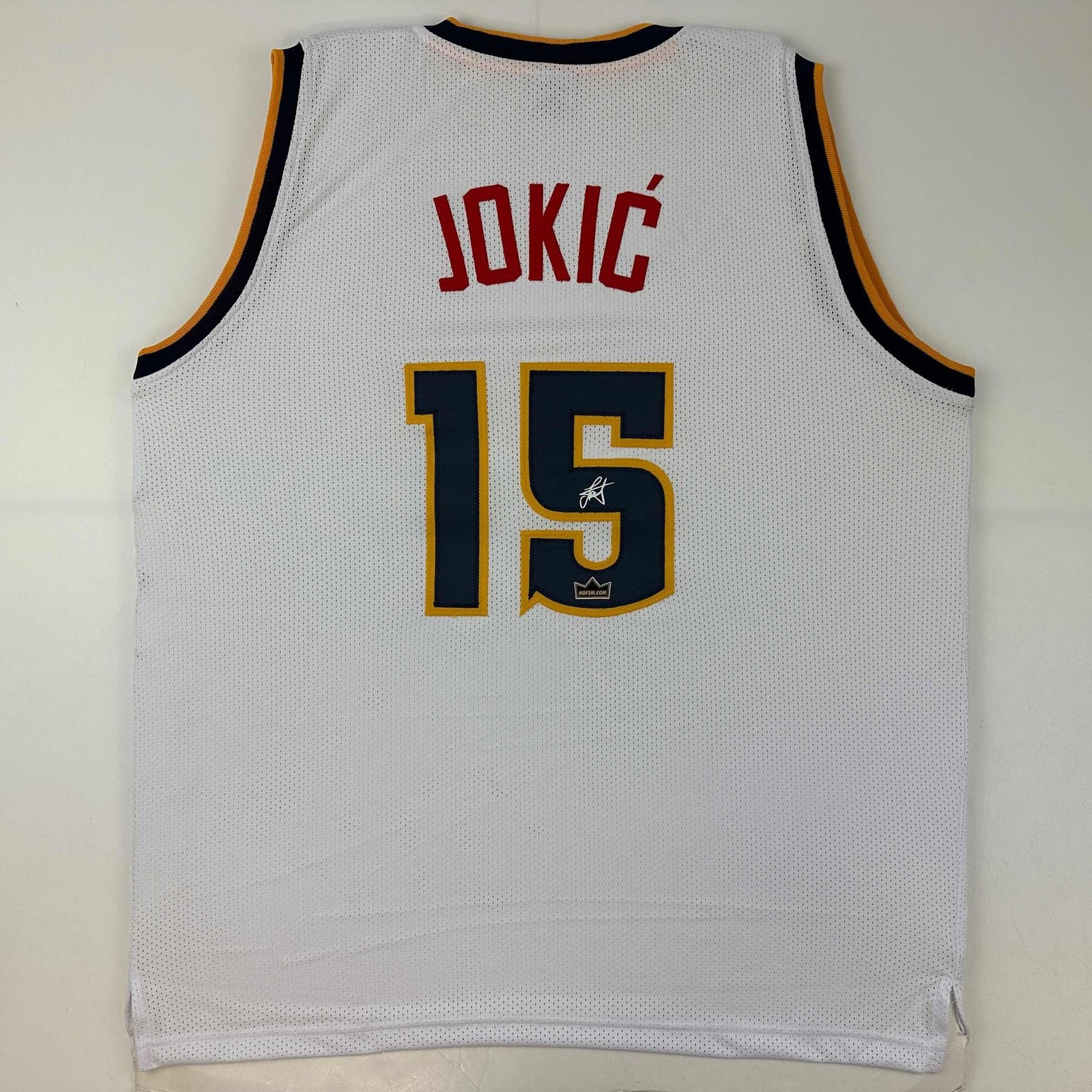 Facsimile Autographed Nikola Jokic Denver White Jersey Size Men's XL