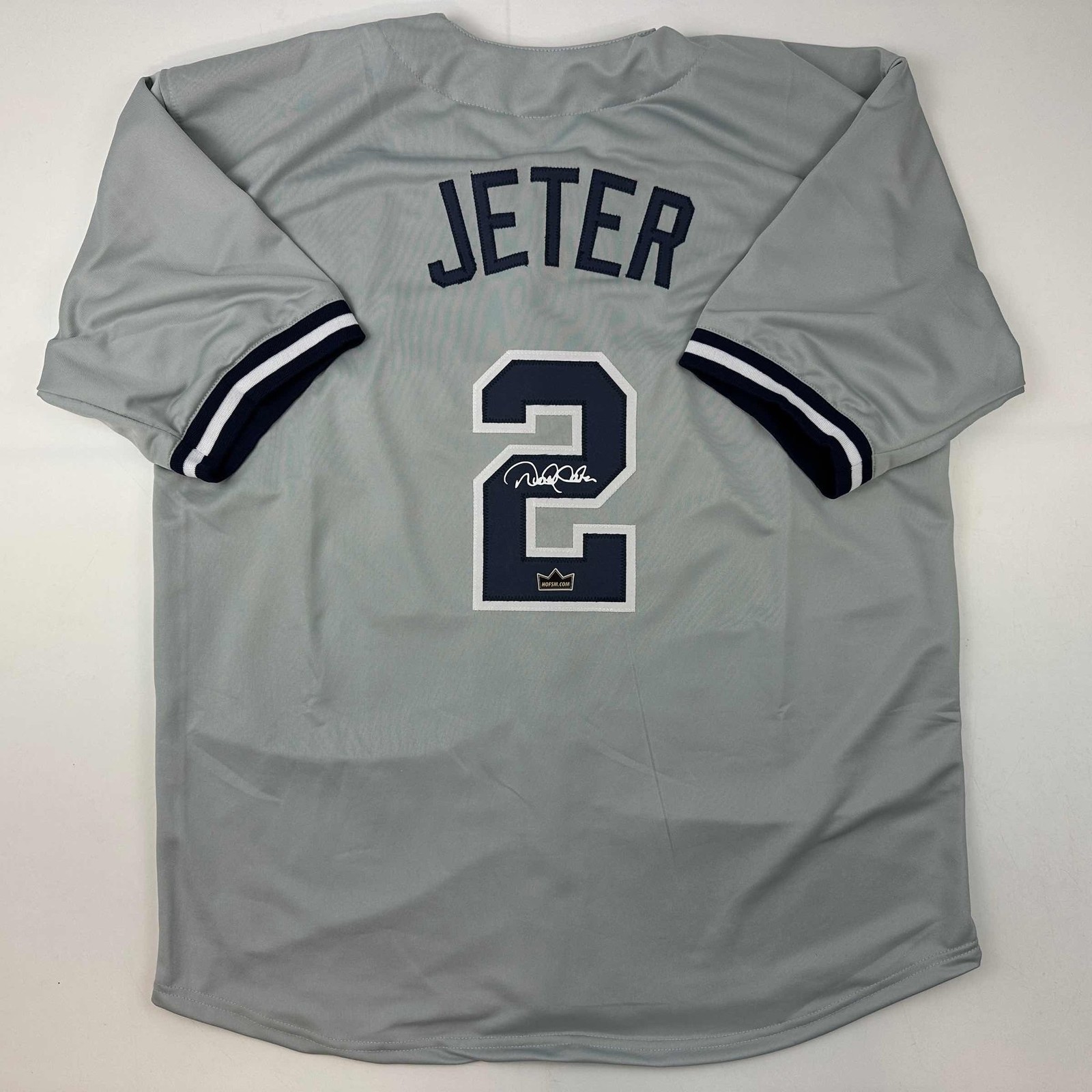 Facsimile Autographed Derek Jeter New York Grey Jersey Size Men's XL