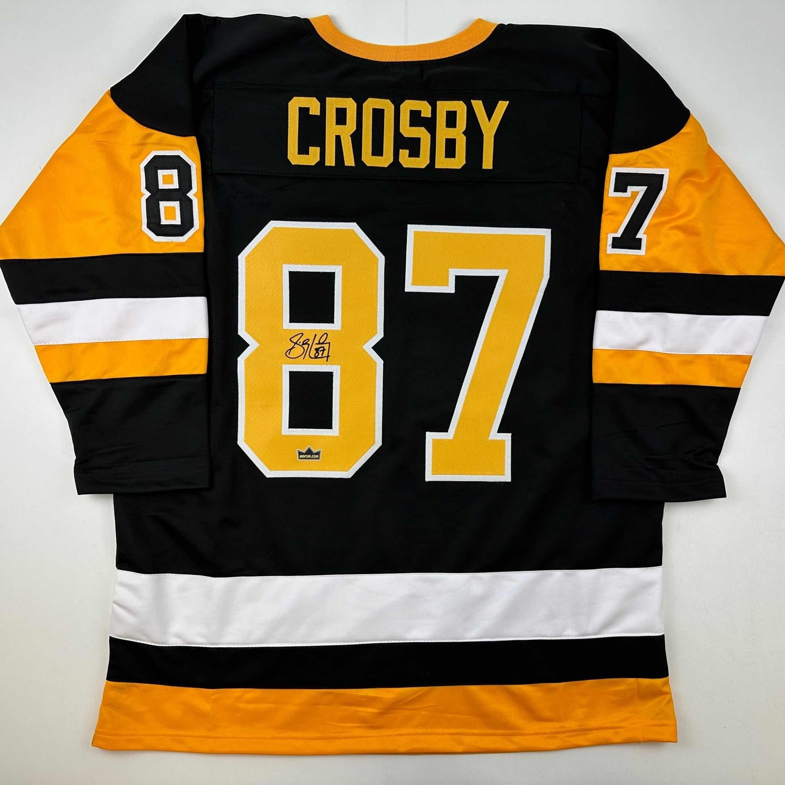 Facsimile Autographed Sidney Crosby Pittsburgh Black Auto Jersey Mens XL