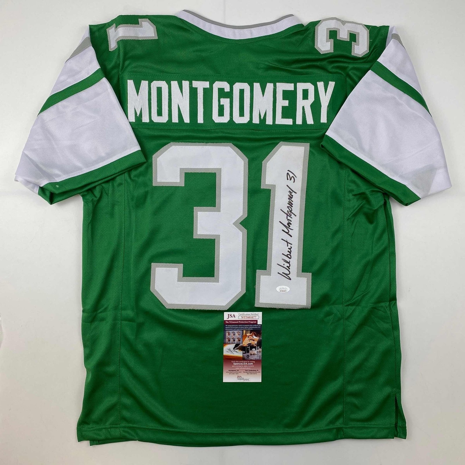 Autographed/Signed Wilbert Montgomery Philadelphia Green Jersey JSA COA
