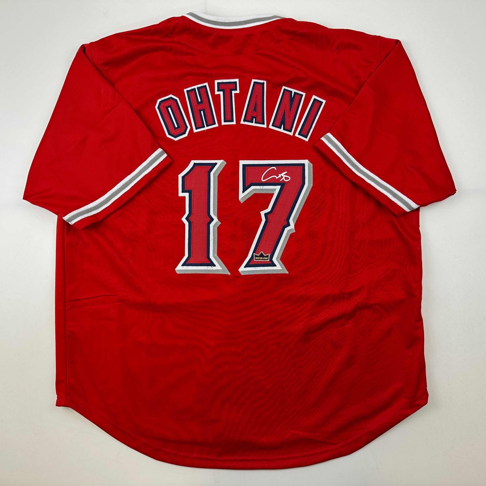 Facsimile Autographed Shohei Ohtani Los Angeles LA Anaheim Red Jersey XL