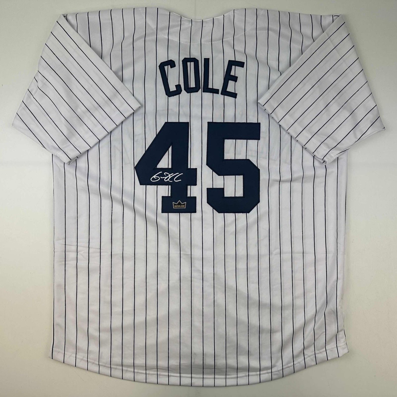 Facsimile Autographed Gerrit Cole New York Pinstripe Jersey Size Men's X