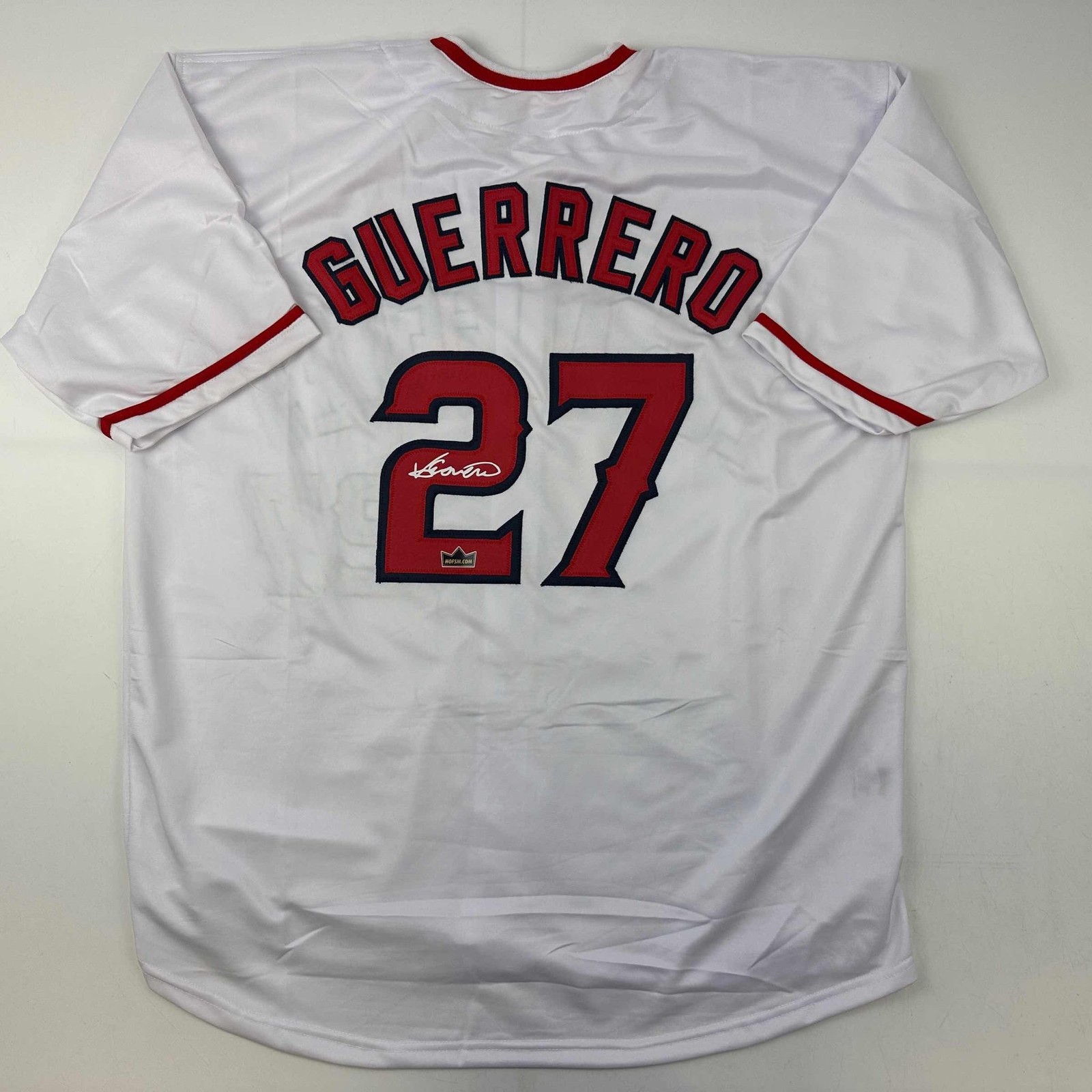 Facsimile Autographed Vladimir Guerrero Sr. Los Angeles White Jersey XL