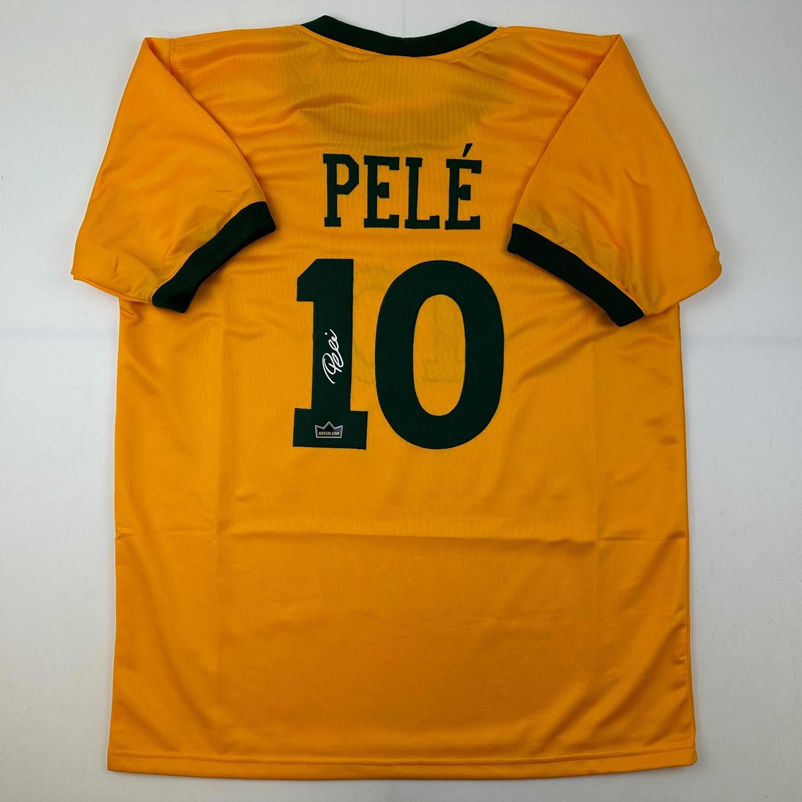 Facsimile Autographed Pele Brazil Yellow World Cup Jersey Size Men's XL