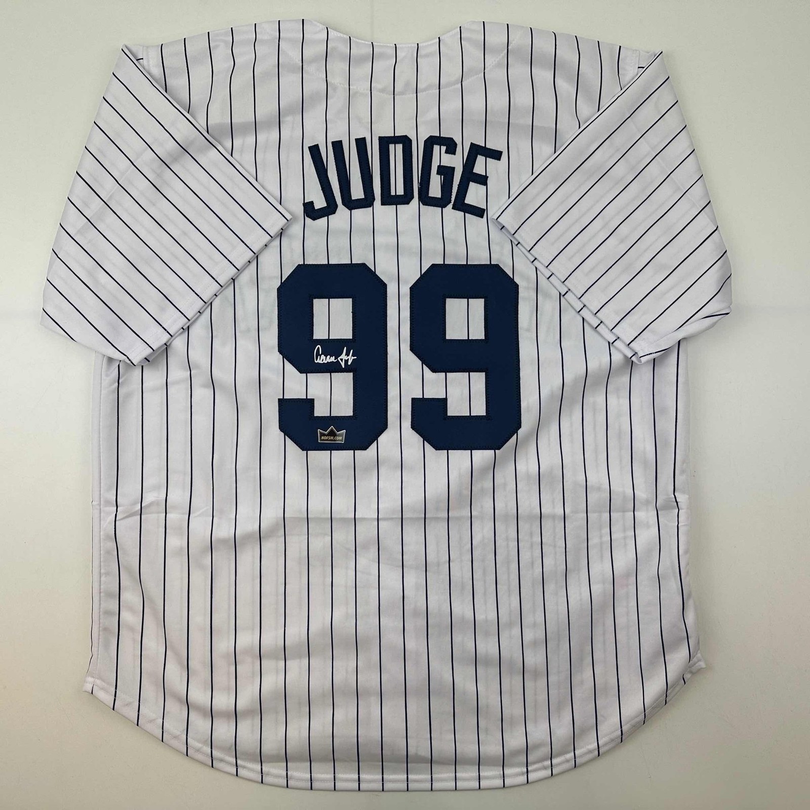 Facsimile Autographed Aaron Judge New York Pinstripe Auto Jersey Mens XL