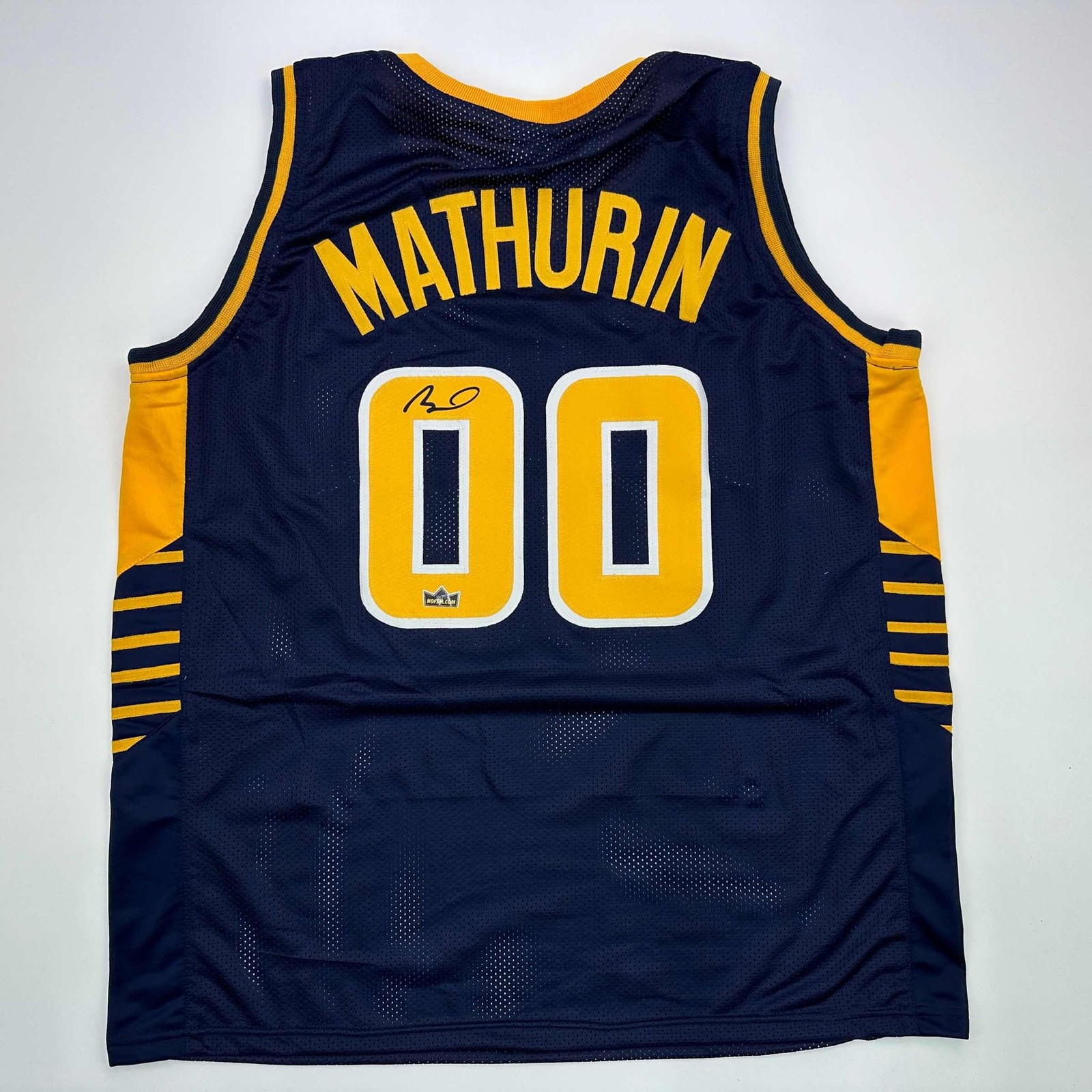 Facsimile Autographed Bennedict Mathurin Indiana Blue Jersey Men's XL