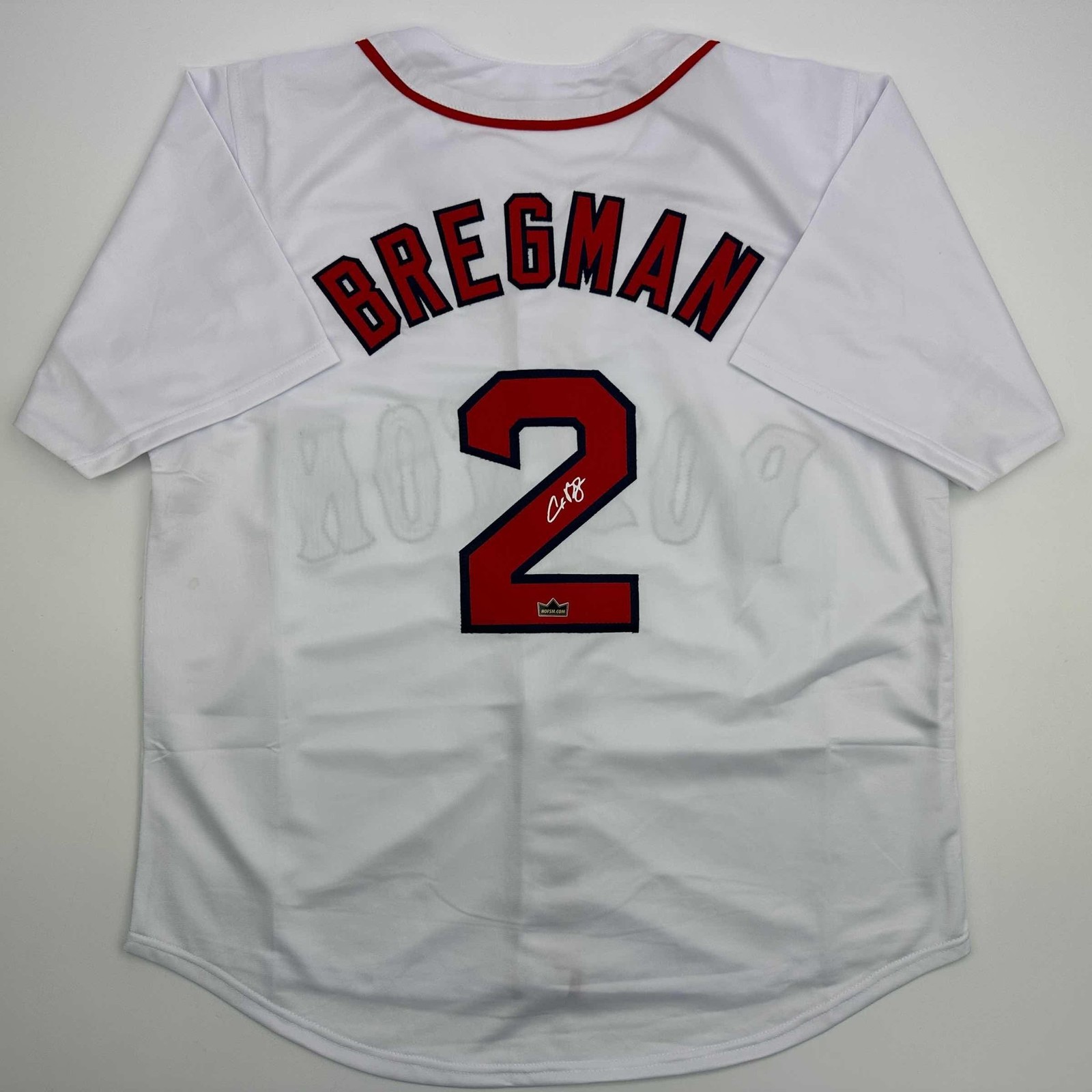 Facsimile Autographed Alex Bregman Boston White Jersey Size Men's XL
