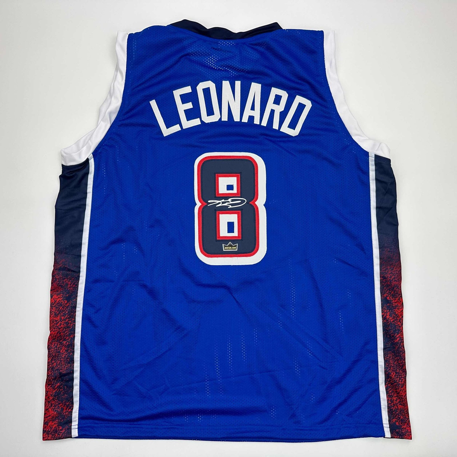 Facsimile Autographed Kawhi Leonard 2024 Team USA Blue Jersey Size Men's XL