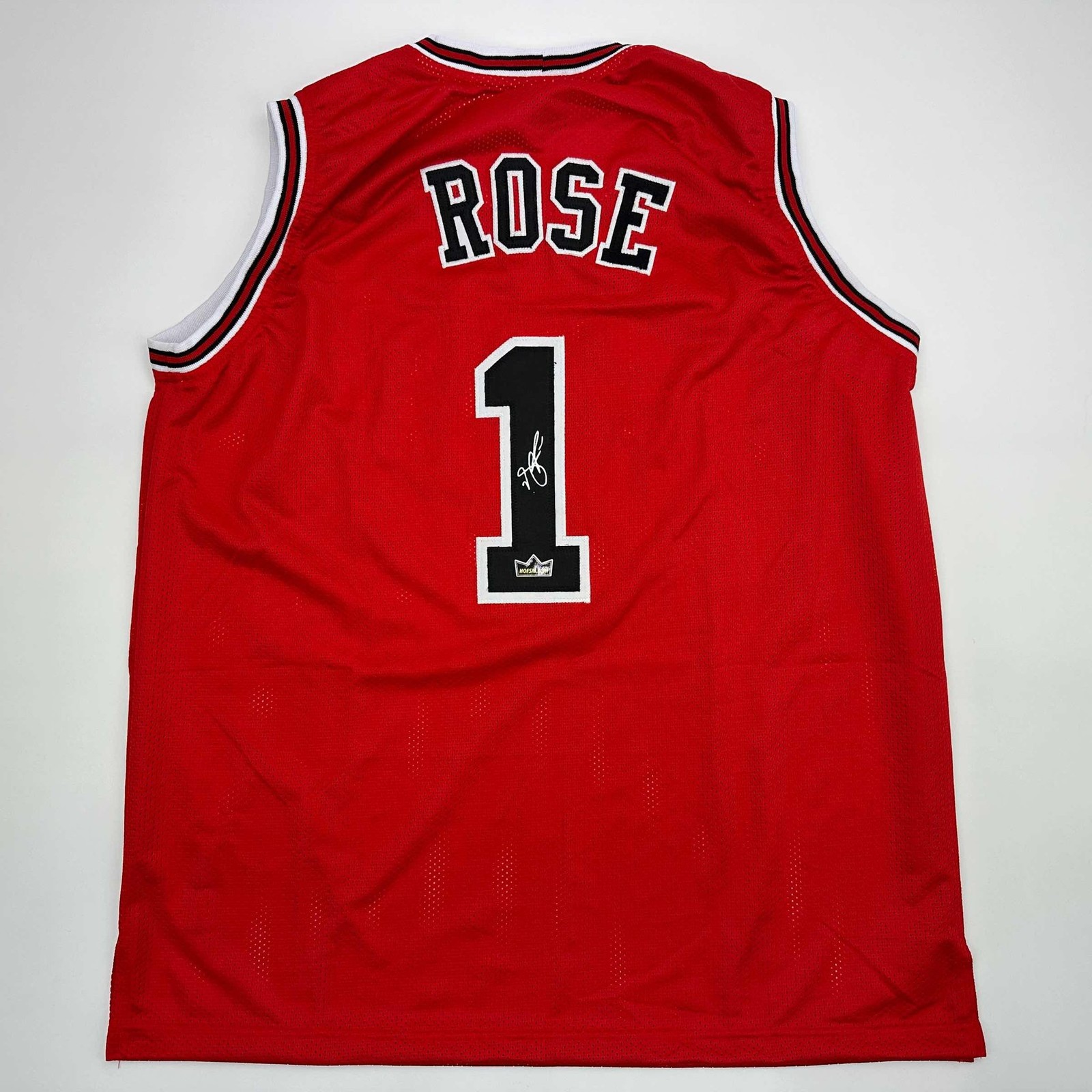 Facsimile Autographed Derrick Rose Chicago Red Reprint Jersey Size Men's XL