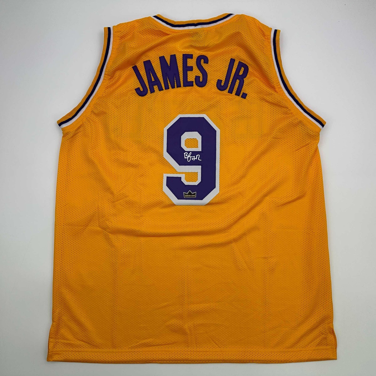 Facsimile Autographed Bronny James Jr. LA Yellow Jersey Size Mens XL