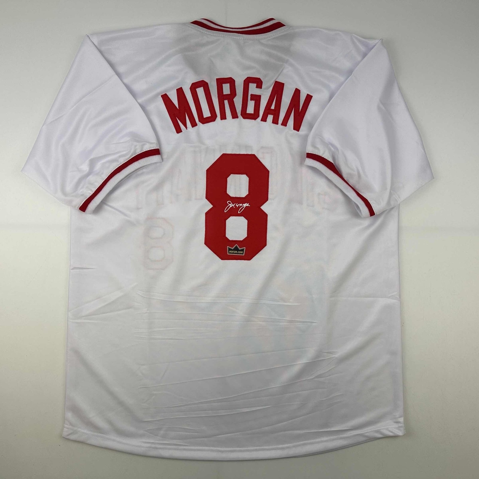 Facsimile Autographed Joe Morgan Cincinnati White Auto Jersey Men's XL