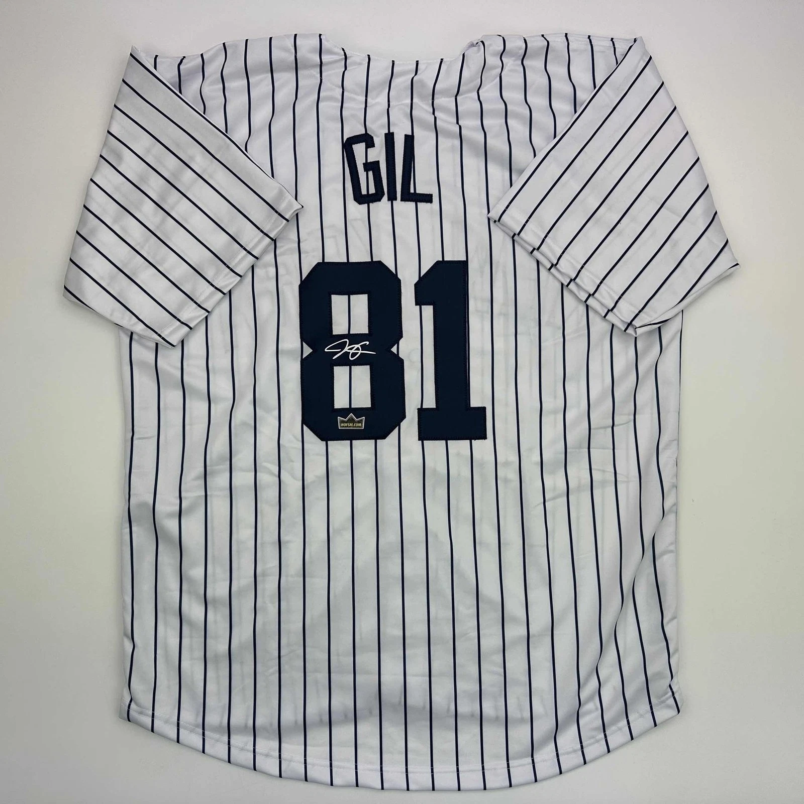 Facsimile Autographed Luis Gil New York Pinstripe Jersey Size Men's XL