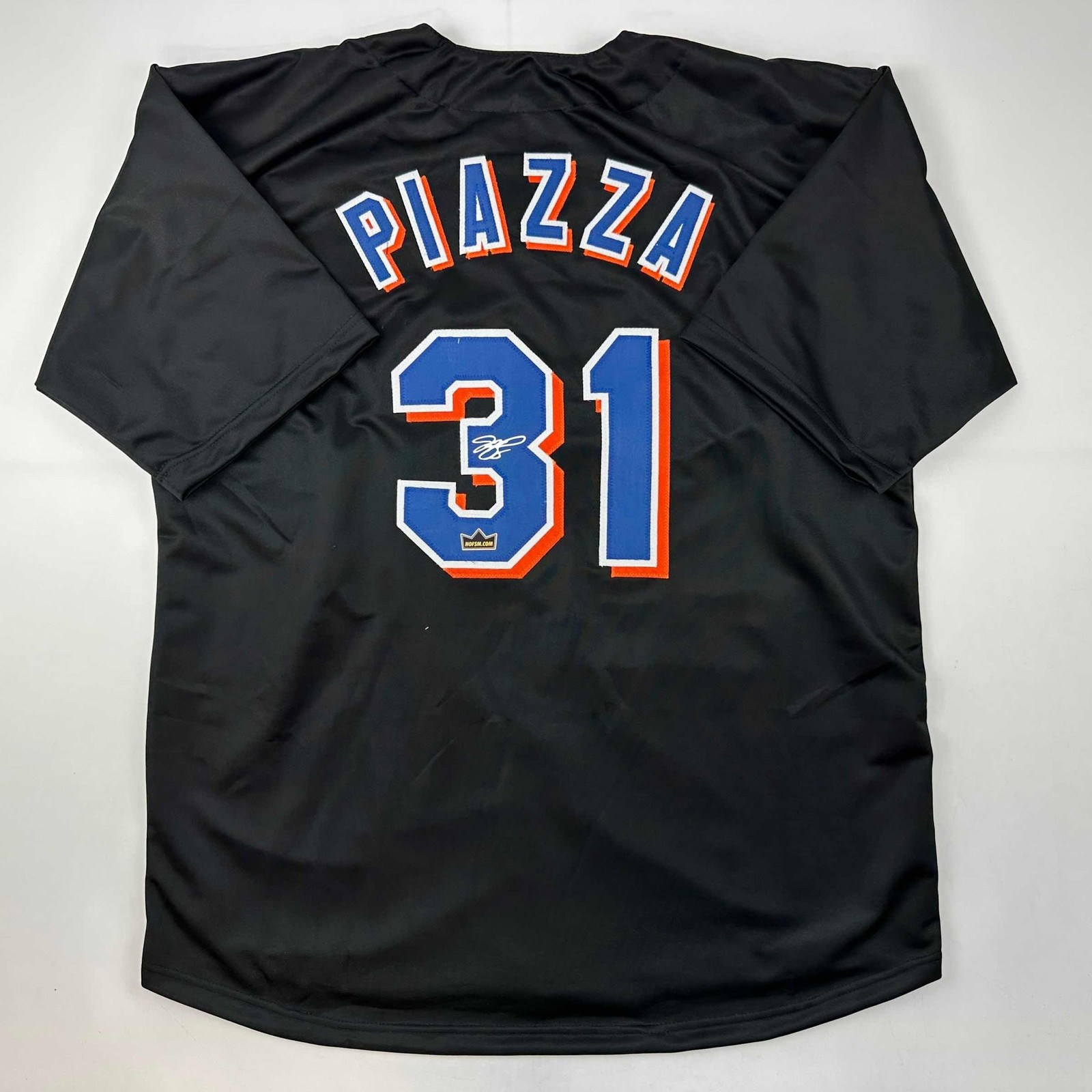 Facsimile Autographed Mike Piazza New York Black Jersey Size Men's XL