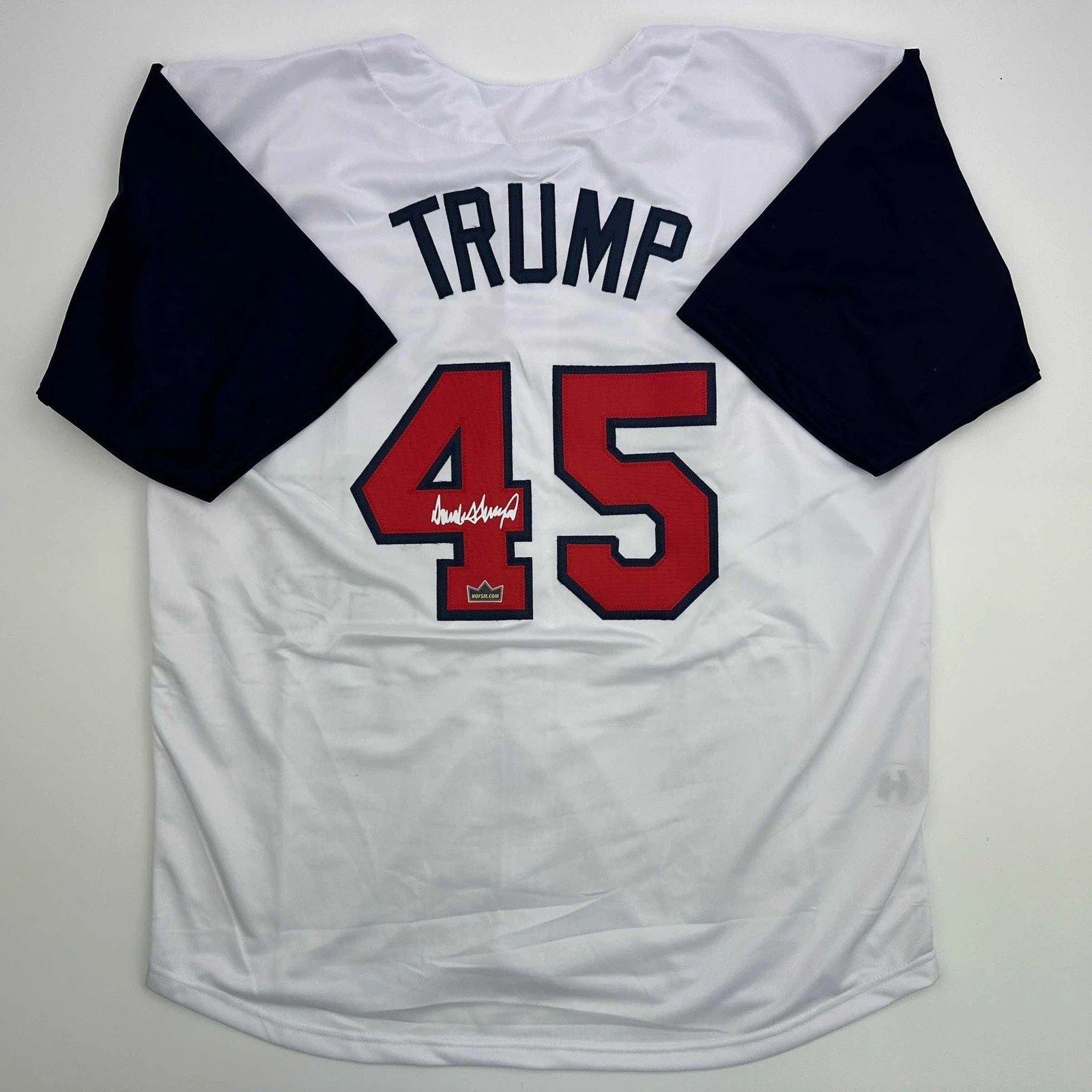 Facsimile Autographed Donald Trump #45 United States USA White Jersey XL