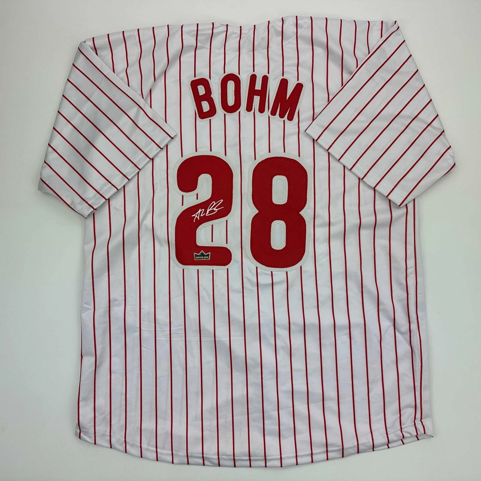 Facsimile Autographed Alec Bohm Philadelphia Pinstripe Jersey Men's XL