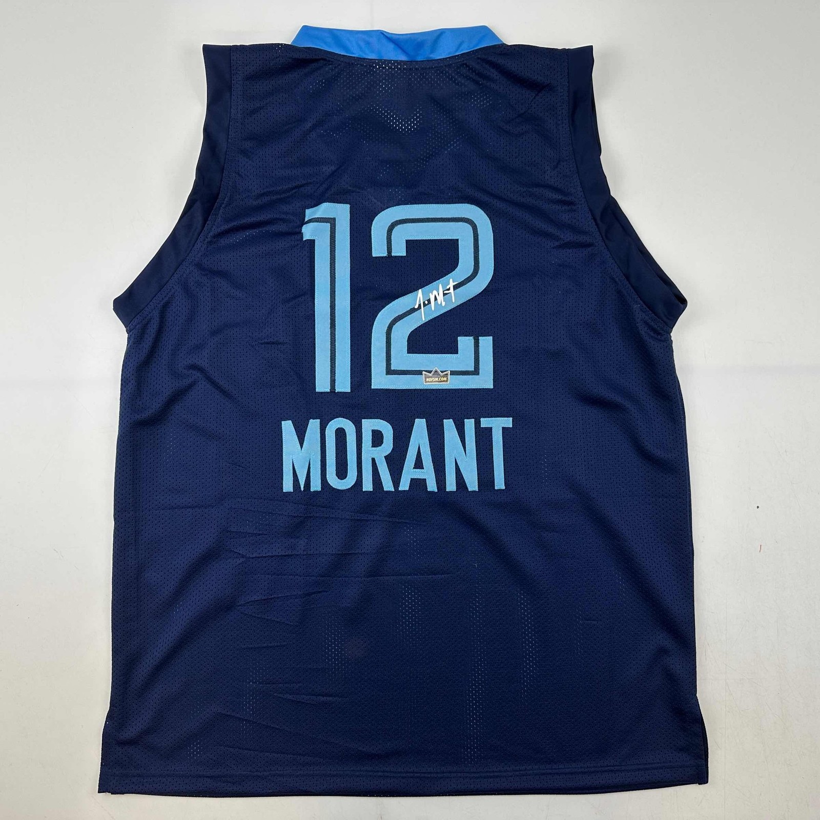 Facsimile Autographed Ja Morant Memphis Dark Blue Auto Jersey Men's XL