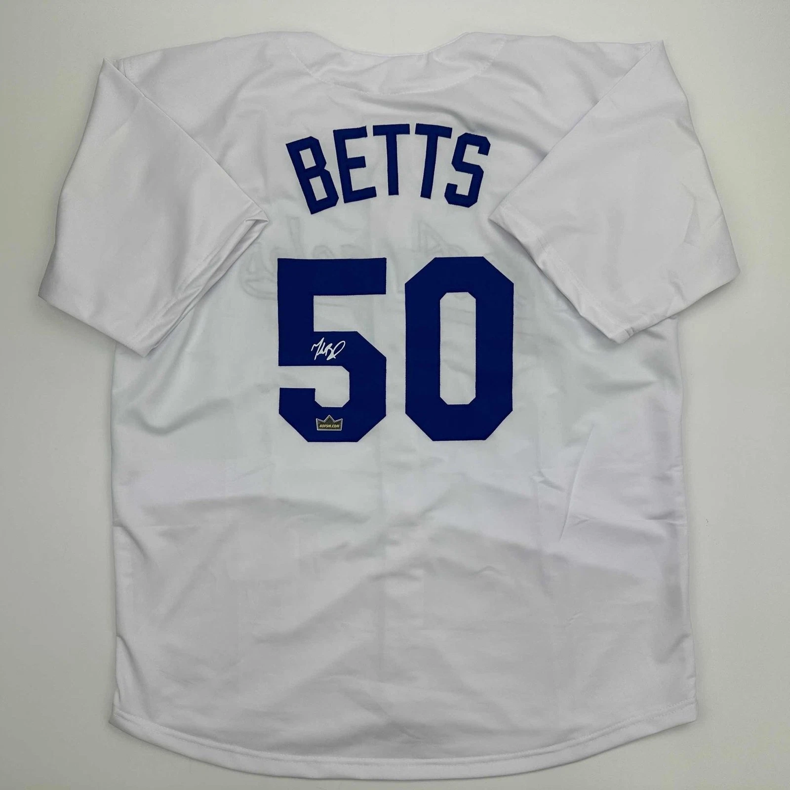 Facsimile Autographed Mookie Betts Los Angeles LA White Jersey Men's XL