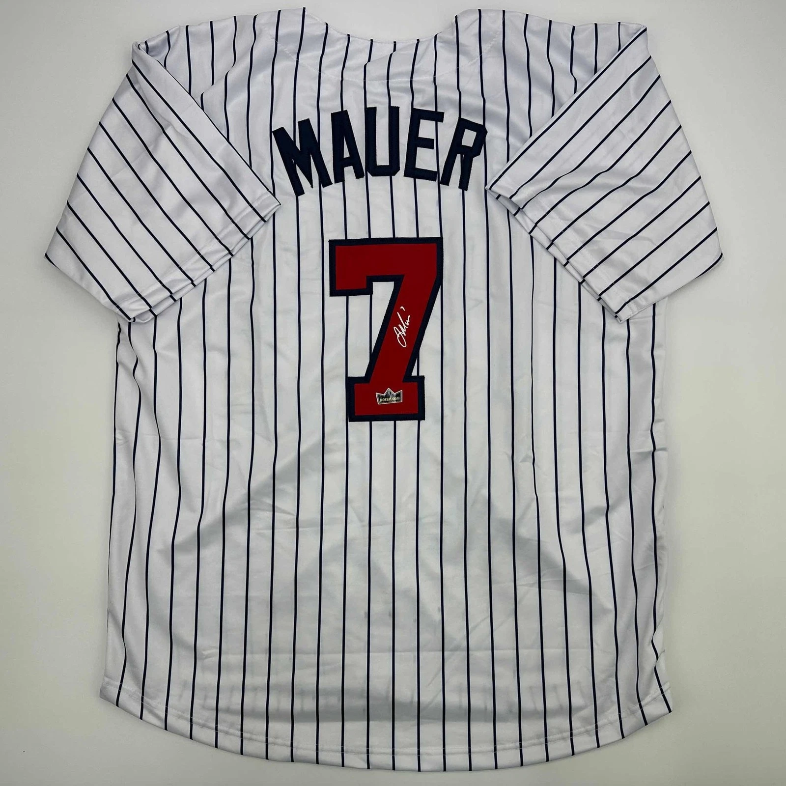 Facsimile Autographed Joe Mauer Minnesota Pinstripe Jersey Size Men's XL