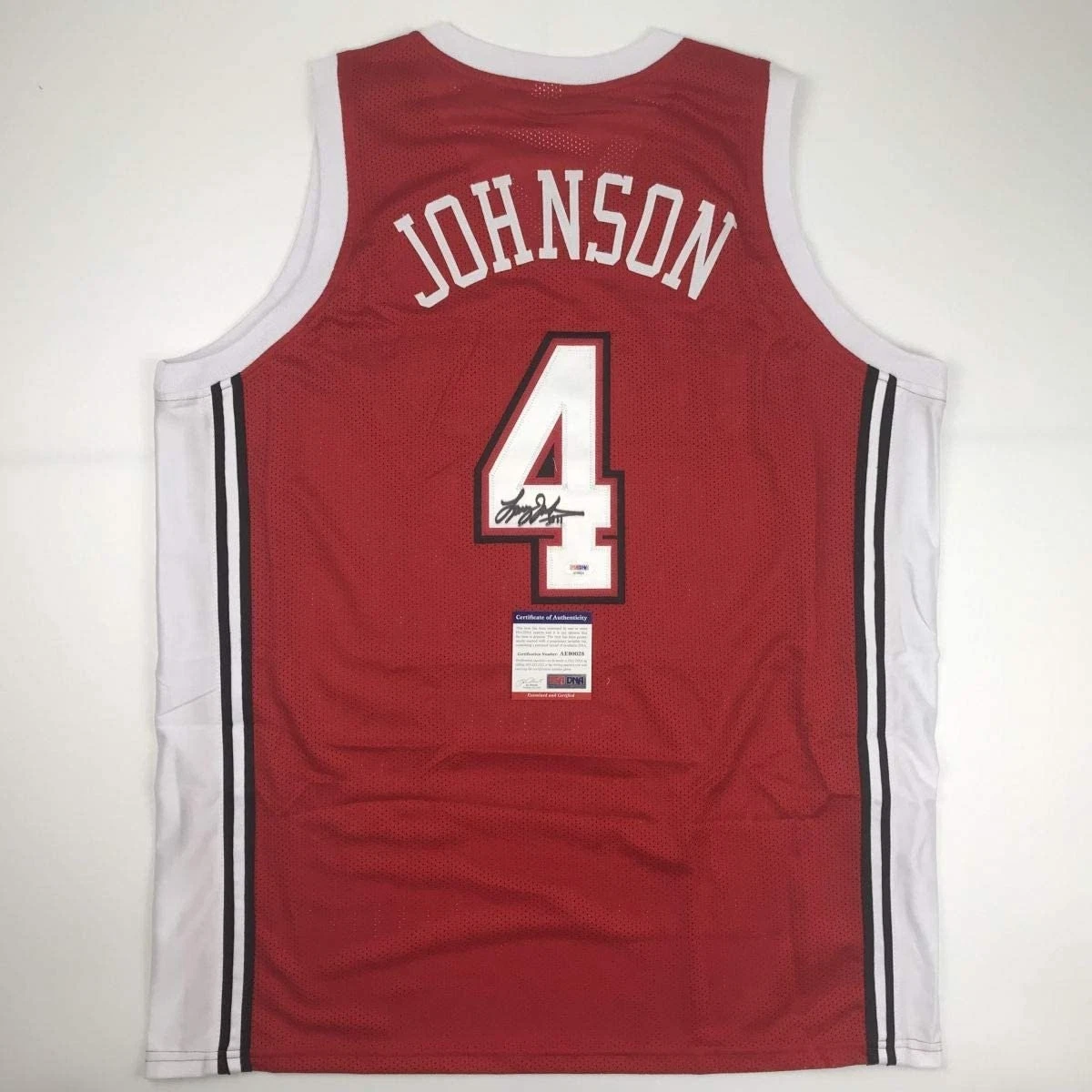 Autographed/Signed Larry Johnson UNLV Red College Jersey PSA/DNA COA