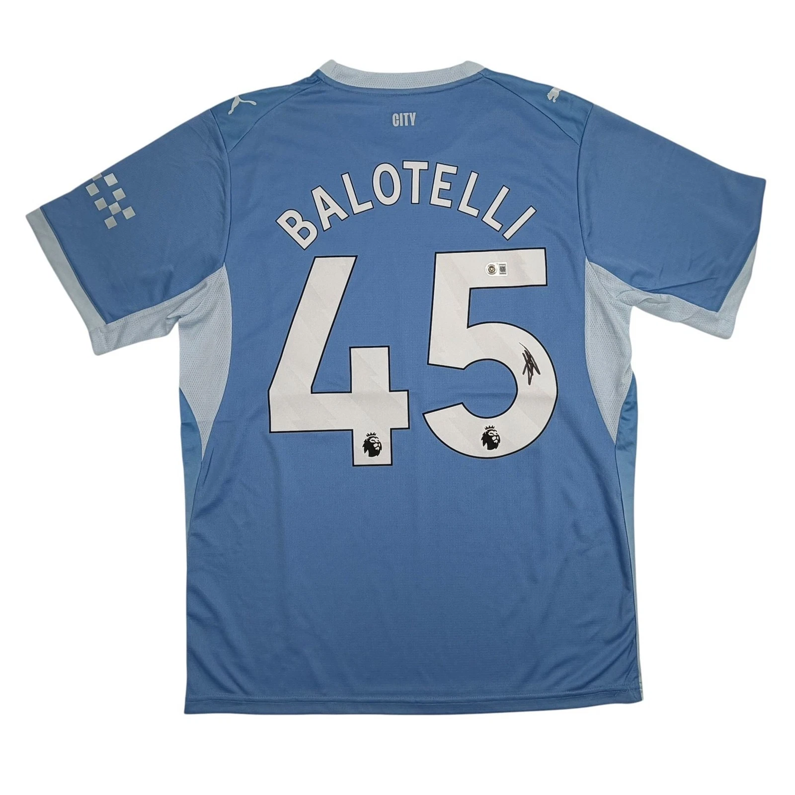 Autographed/Signed Mario Balotelli Manchester City Blue Jersey Beckett COA