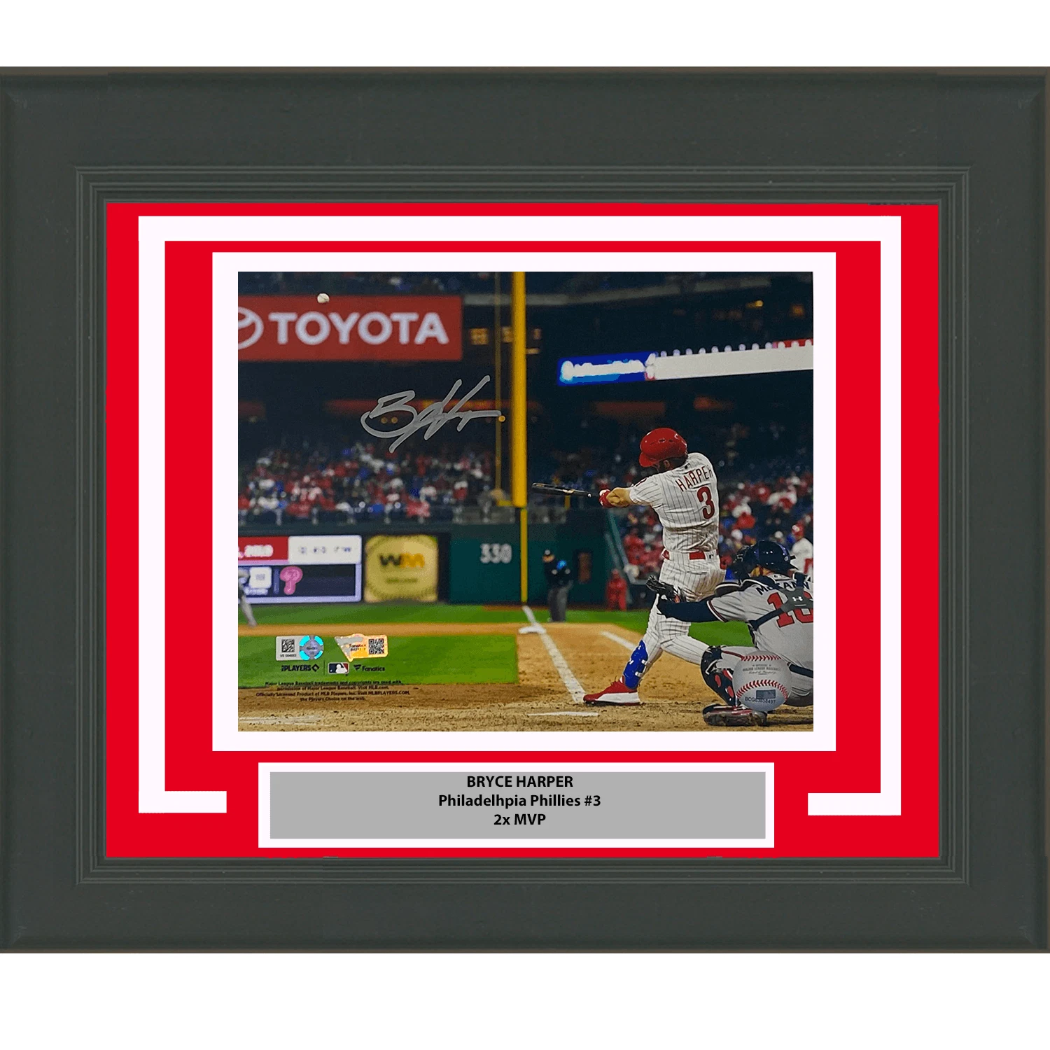 Framed Autographed Bryce Harper Phillies 8x10 Photo Fanatics & MLB COA