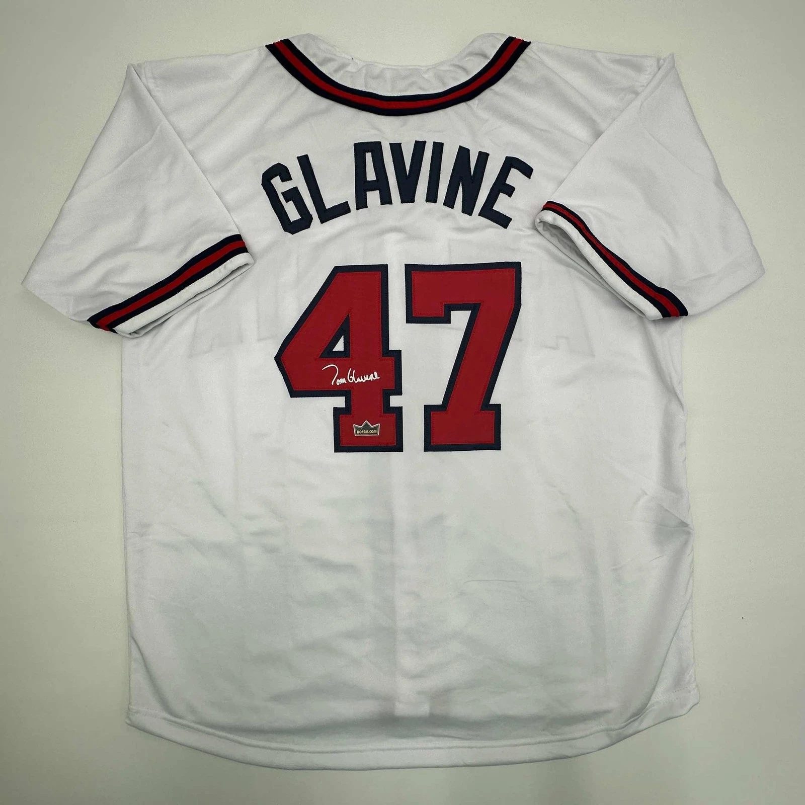 Facsimile Autographed Tom Glavine Atlanta White Jersey Size Men's XL