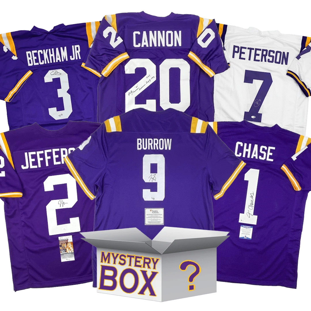 Autographed/Signed LSU College Jersey Mystery Box with PSA JSA BAS COA