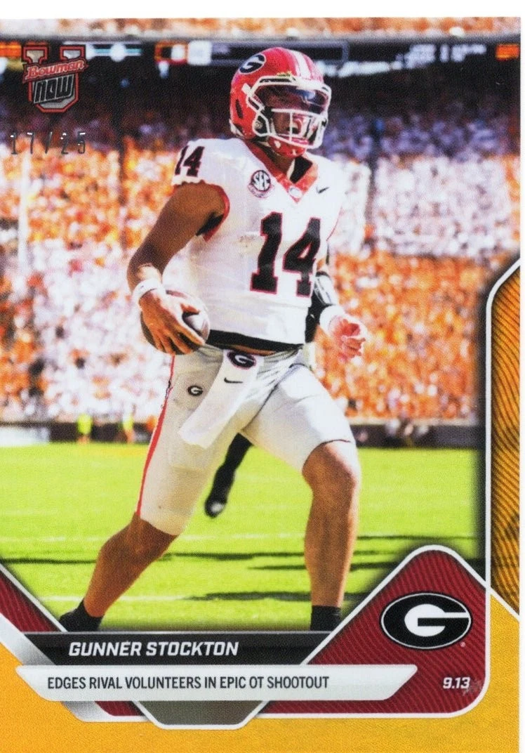 2025 Topps Bowman U Now Gunner Stockton #12 Orange Foil /25 Georgia RC Card